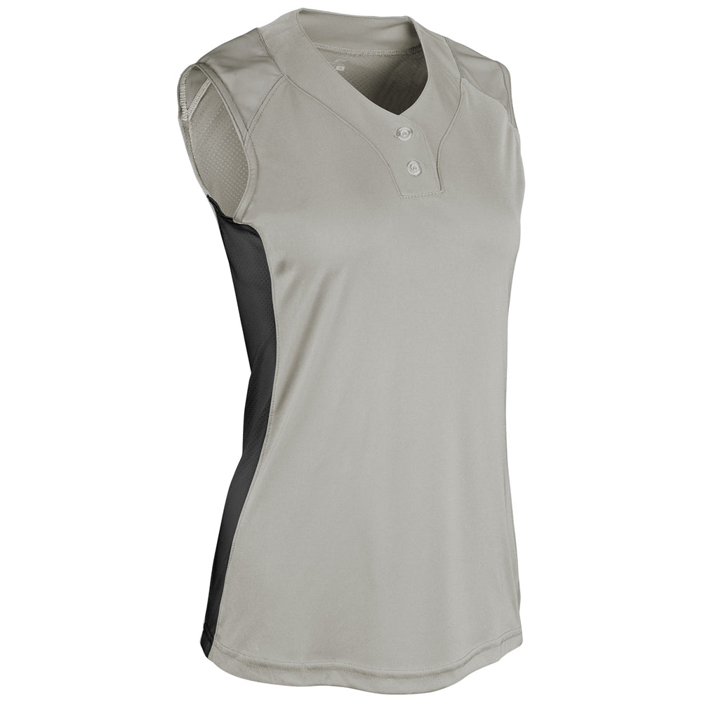 Infinite 2-Button Sleeveless Jersey - Grey Black - Womens - Large