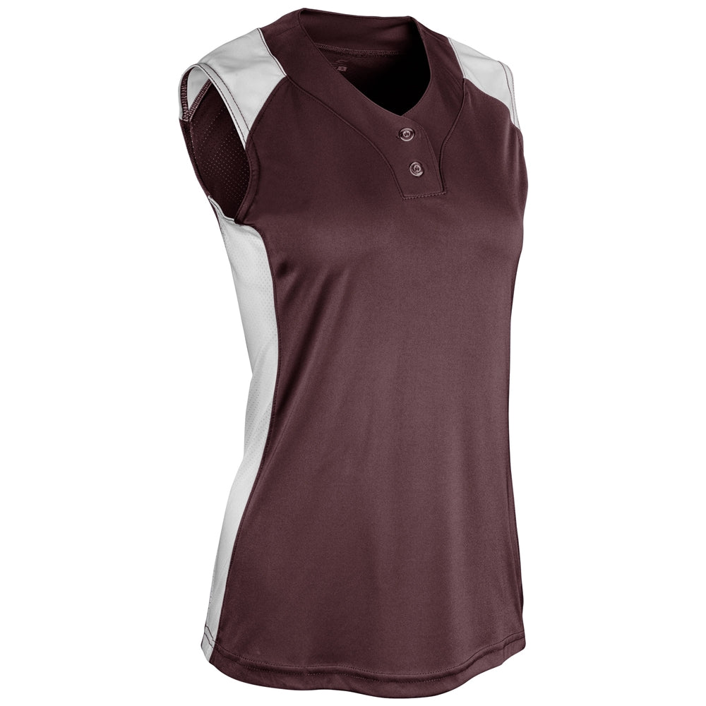 Infinite 2-Button Sleeveless Jersey - Maroon White - Womens - Medium