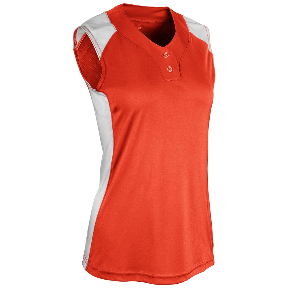 Infinite 2-Button Sleeveless Jersey - Orange White - Girls - Small