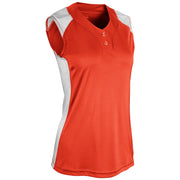 Infinite 2-Button Sleeveless Jersey - Orange White - Womens - Small