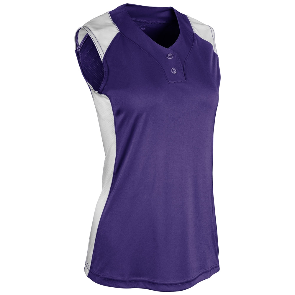 Infinite 2-Button Sleeveless Jersey - Purple White - Womens - Medium