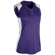 Infinite 2-Button Sleeveless Jersey - Purple White - Womens - XXLarge