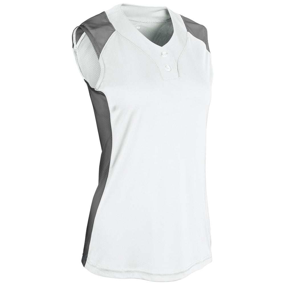 Infinite 2-Button Sleeveless Jersey - White Graphite - Girls - Small
