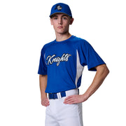 Crew Neck Baseball Jersey - Scarlet, White - Youth - Extra-Large