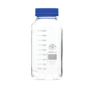 United Scientific® GL 80Media/Storage Bottles, Wide Mouth, Square, Borosilicate, 2000 mL, comes with 6