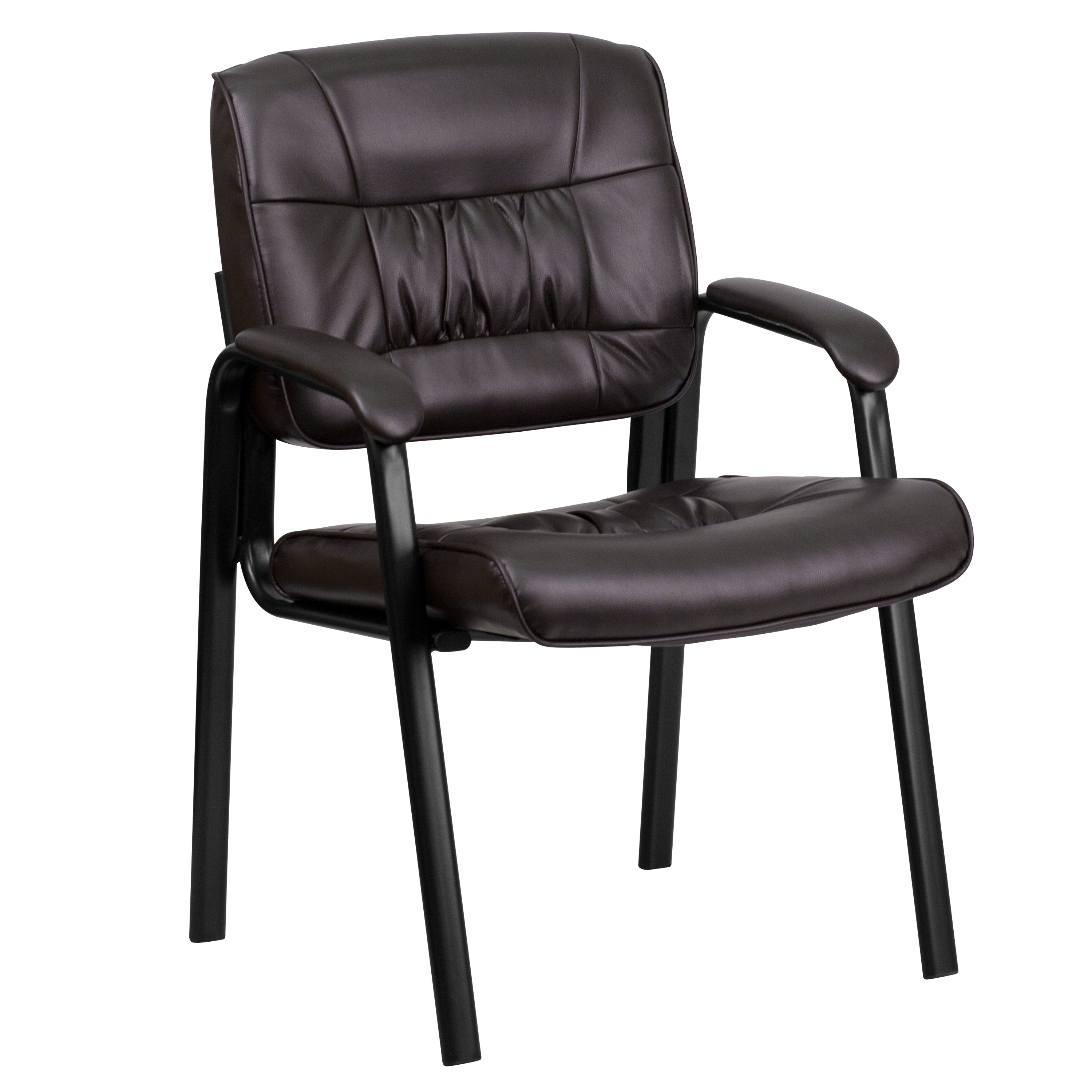 Haeger Brown LeatherSoft Executive Side Reception Chair with Black Metal Frame
