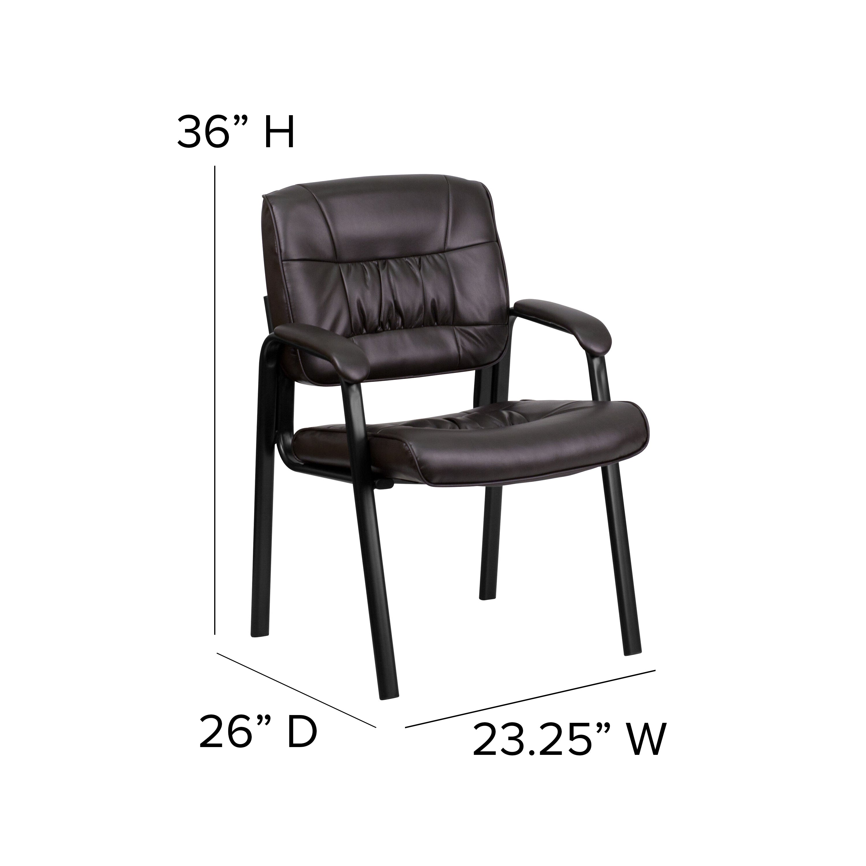 Haeger Brown LeatherSoft Executive Side Reception Chair with Black Metal Frame