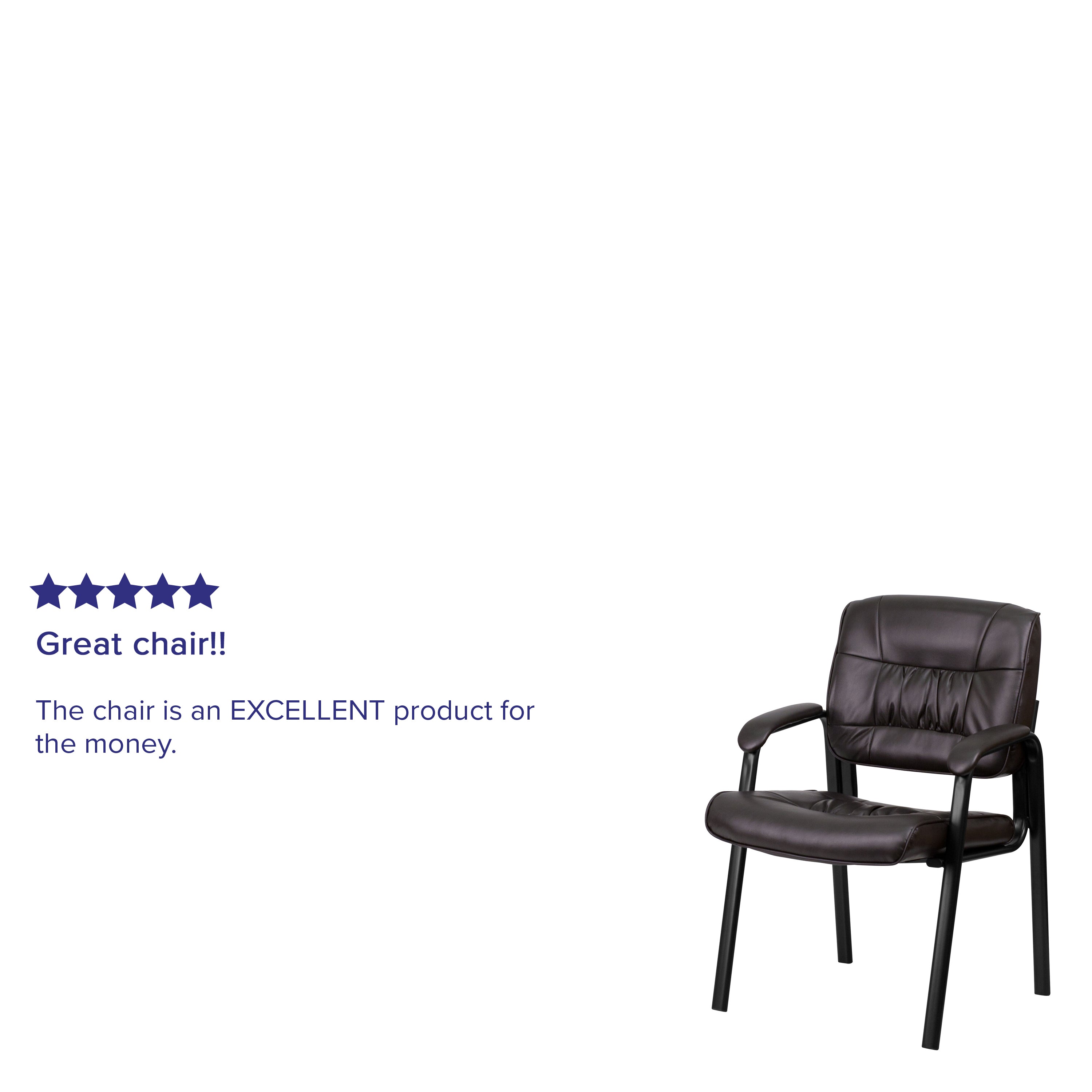 Haeger Brown LeatherSoft Executive Side Reception Chair with Black Metal Frame