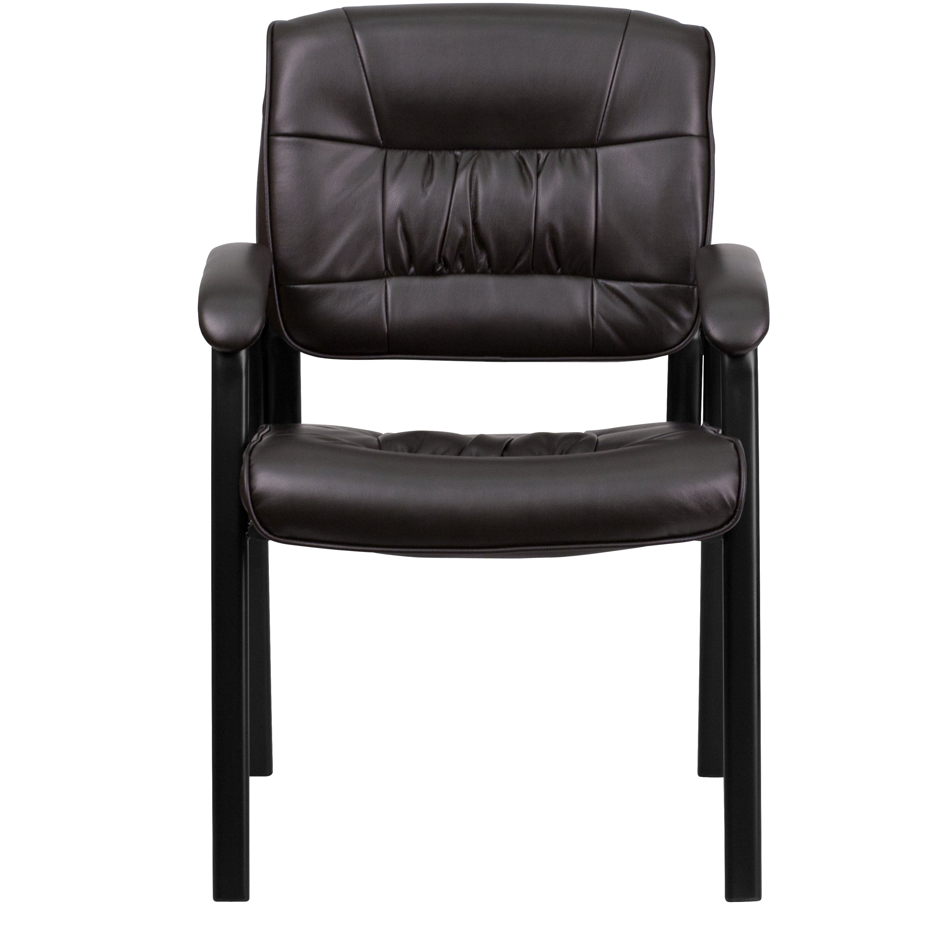 Haeger Brown LeatherSoft Executive Side Reception Chair with Black Metal Frame