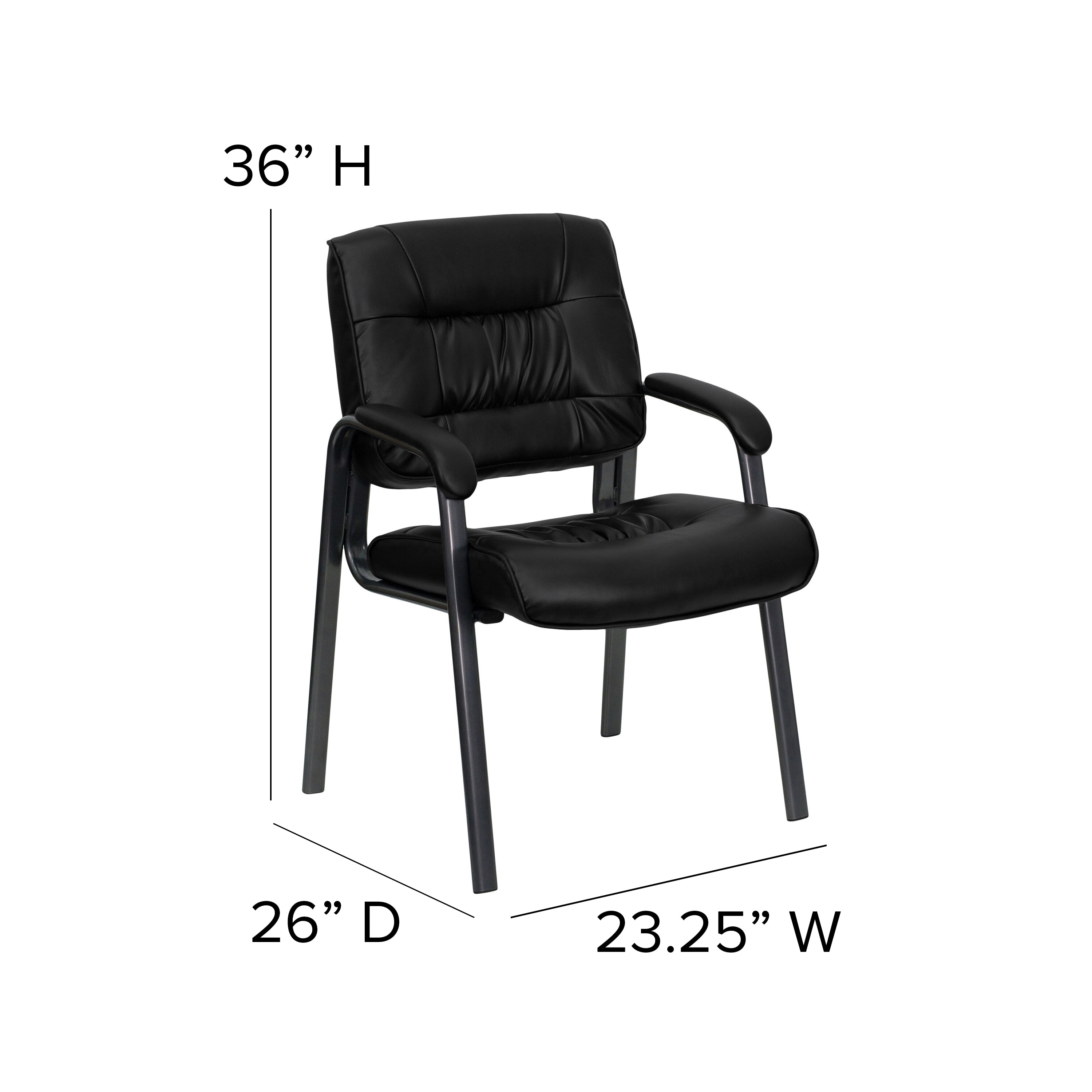 Haeger Black LeatherSoft Executive Side Reception Chair with Black Metal Frame