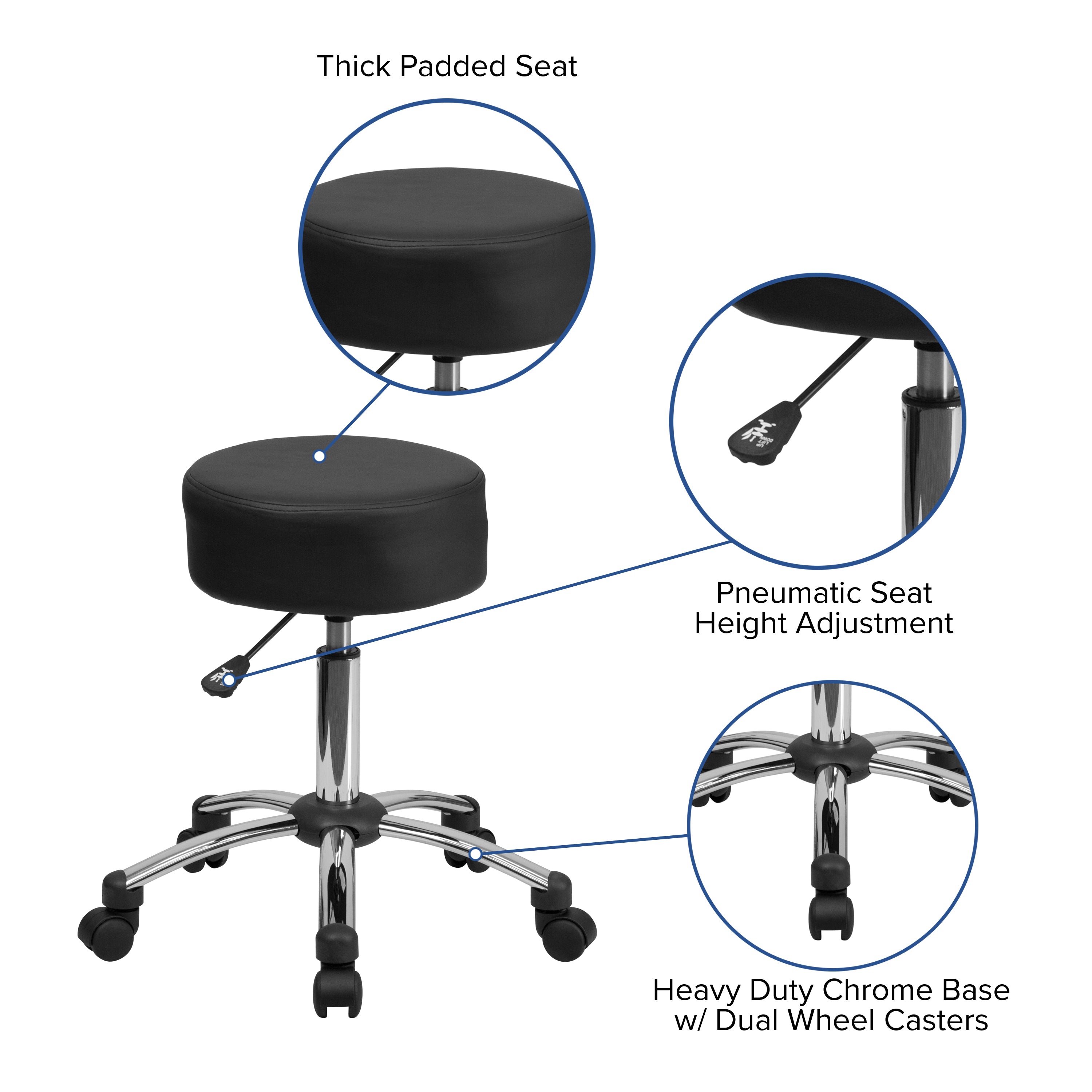 Rhonda Medical Ergonomic Stool with Chrome Base