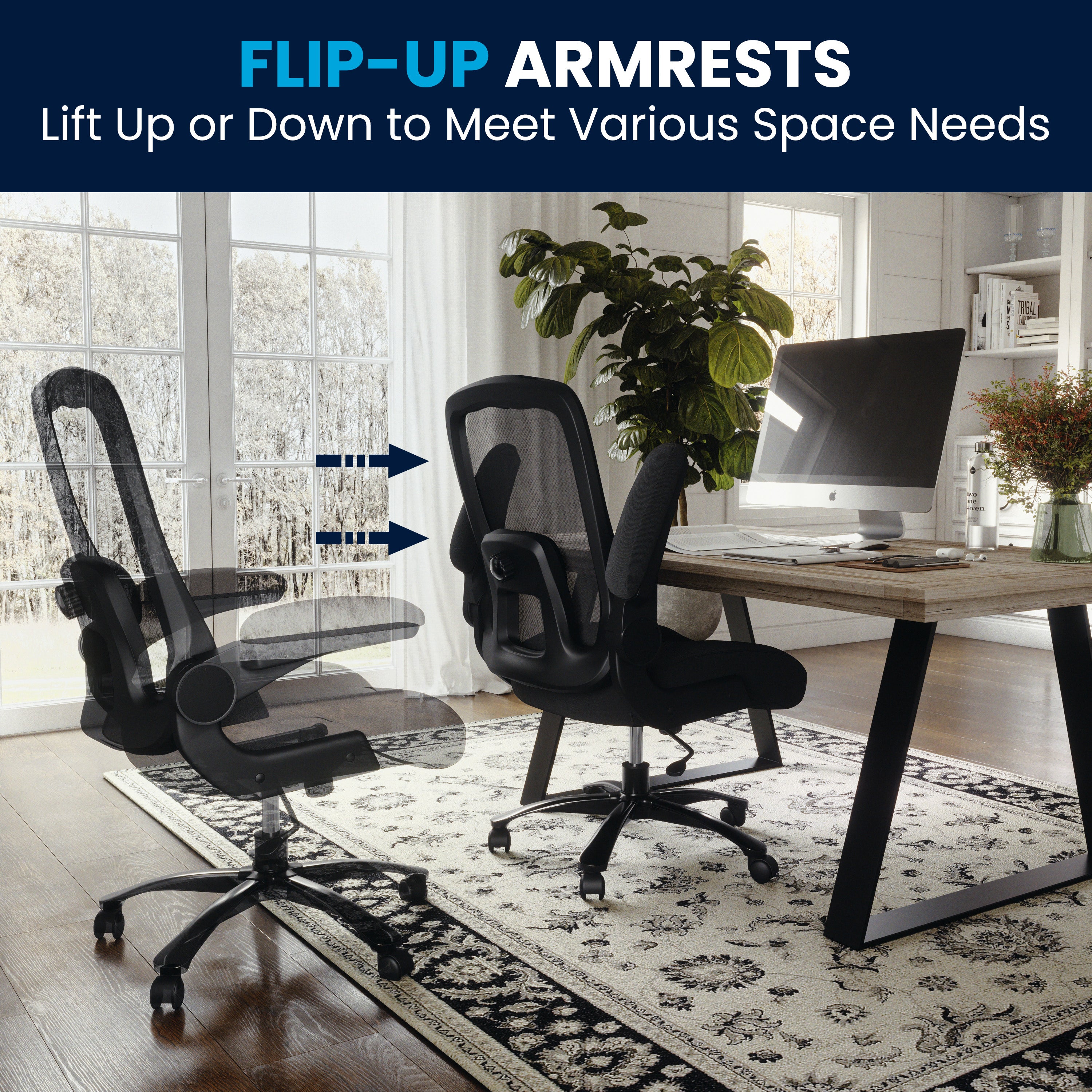Big & Tall Office Chair| Black Mesh Executive Swivel Office Chair with Lumbar and Back Support and Wheels