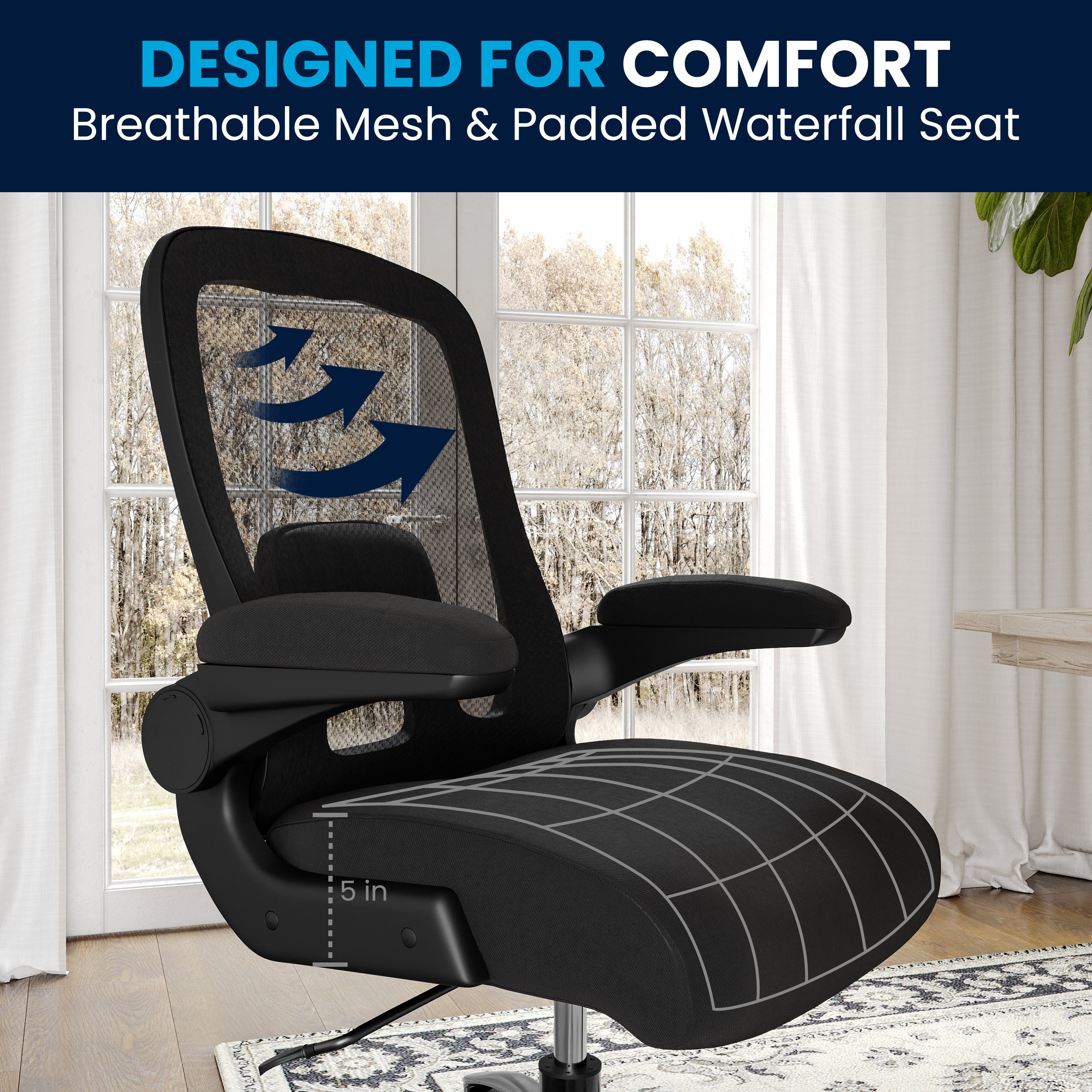 Big & Tall Office Chair| Black Mesh Executive Swivel Office Chair with Lumbar and Back Support and Wheels