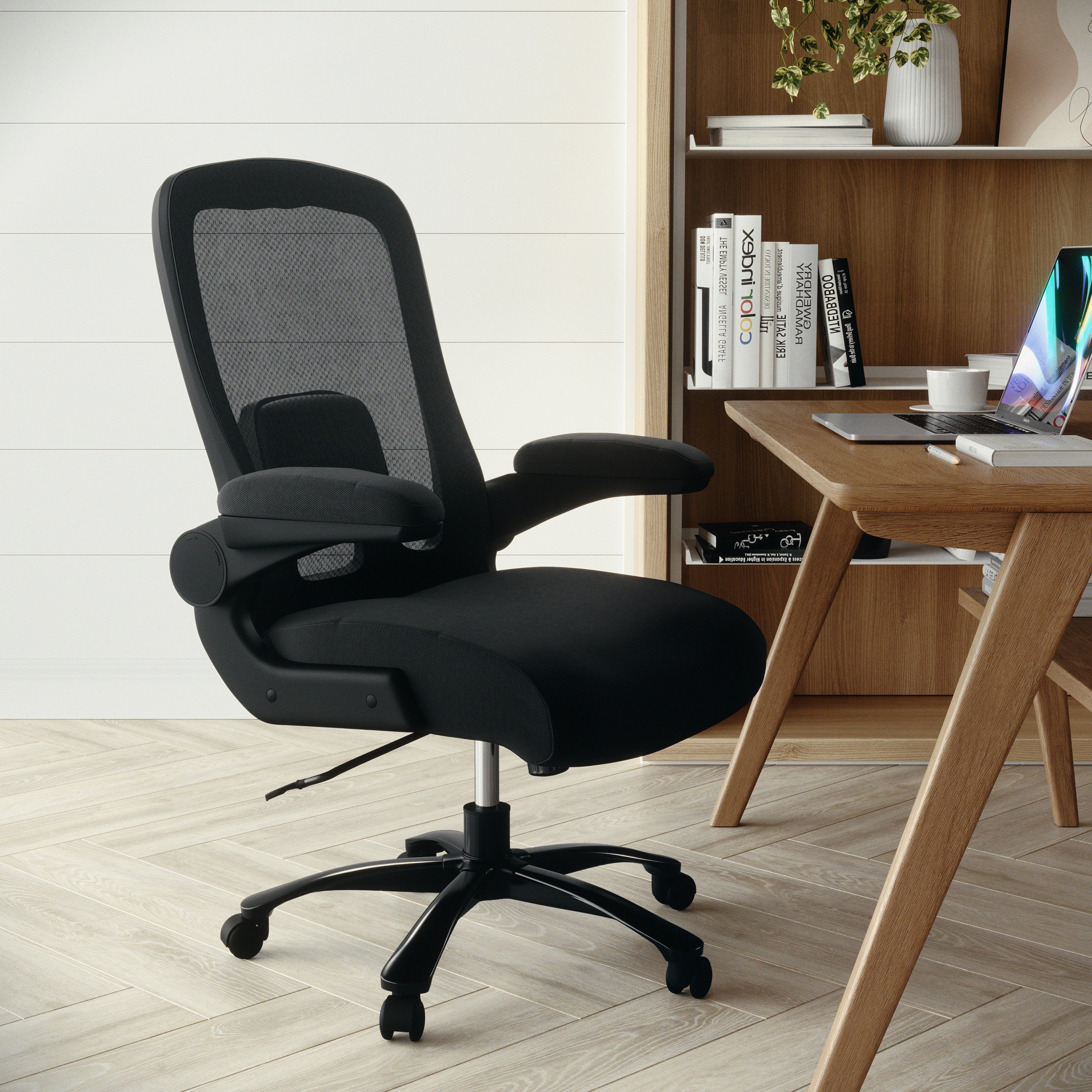 Big & Tall Office Chair| Black Mesh Executive Swivel Office Chair with Lumbar and Back Support and Wheels
