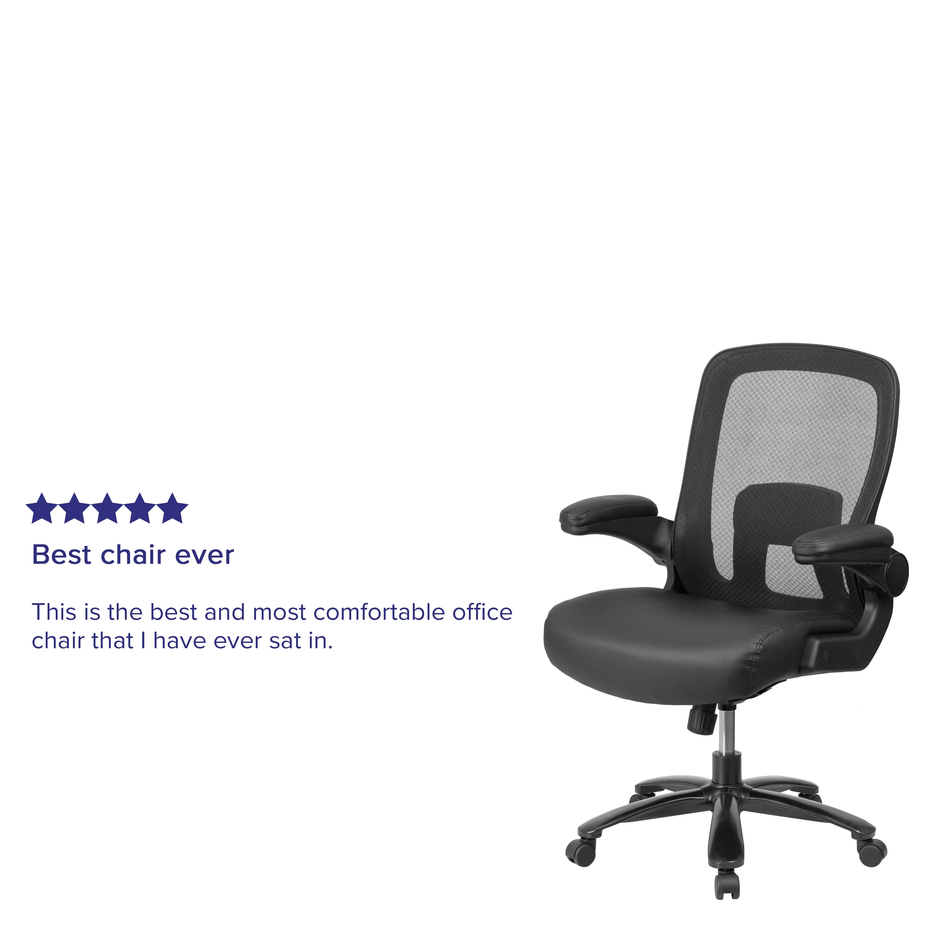 HERCULES Series Big & Tall 500 lb. Rated Black Mesh/LeatherSoft Executive Ergonomic Office Chair with Adjustable Lumbar