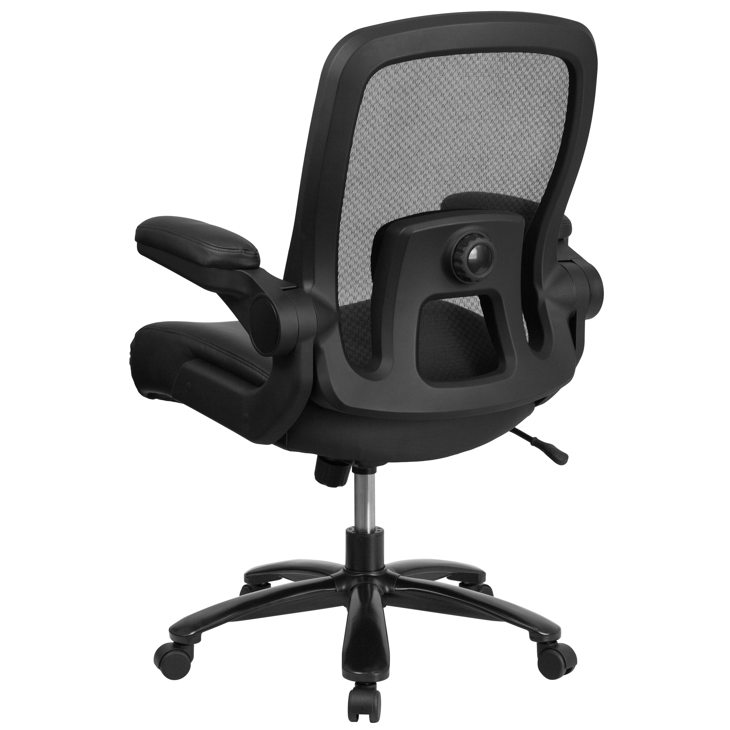 HERCULES Series Big & Tall 500 lb. Rated Black Mesh/LeatherSoft Executive Ergonomic Office Chair with Adjustable Lumbar