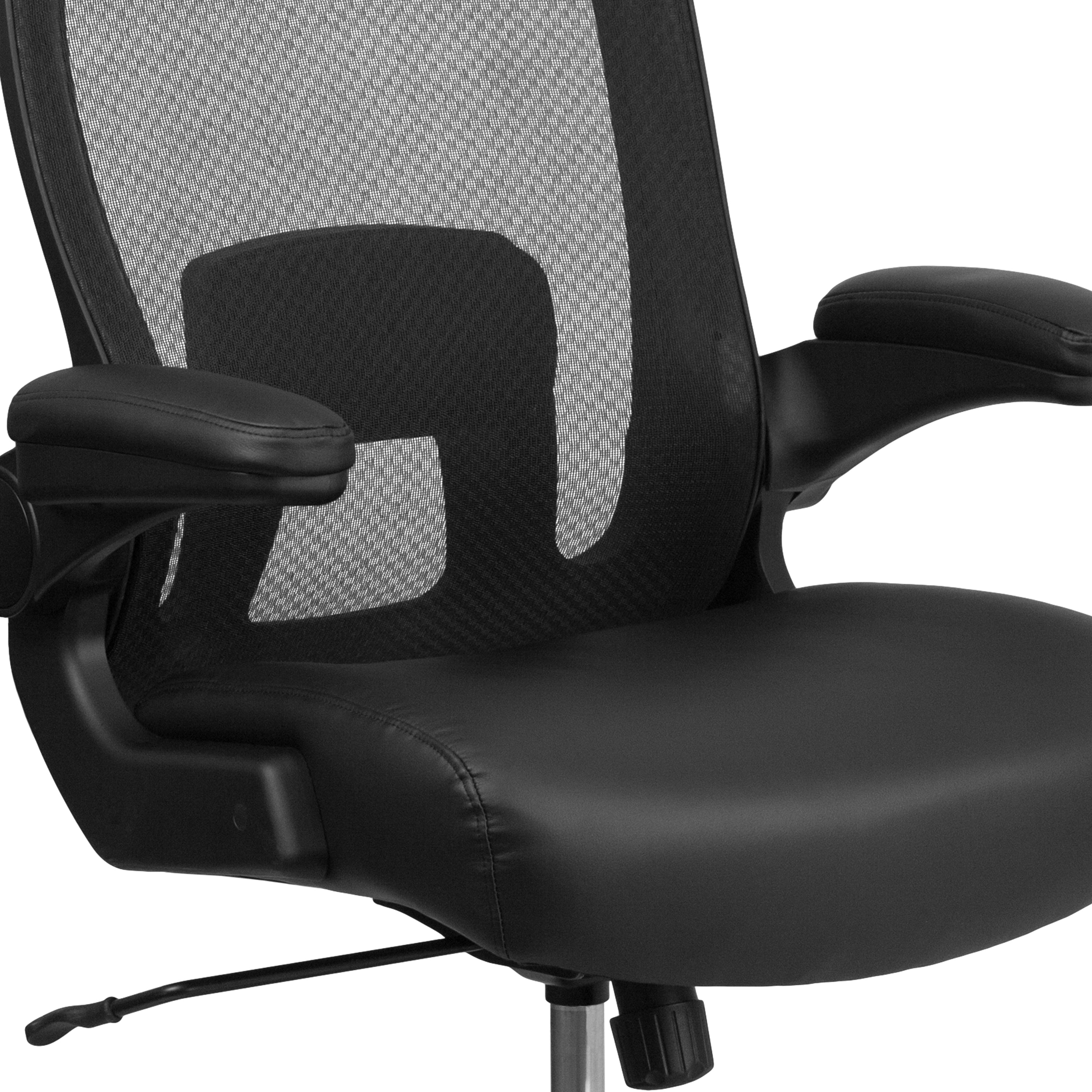 HERCULES Series Big & Tall 500 lb. Rated Black Mesh/LeatherSoft Executive Ergonomic Office Chair with Adjustable Lumbar