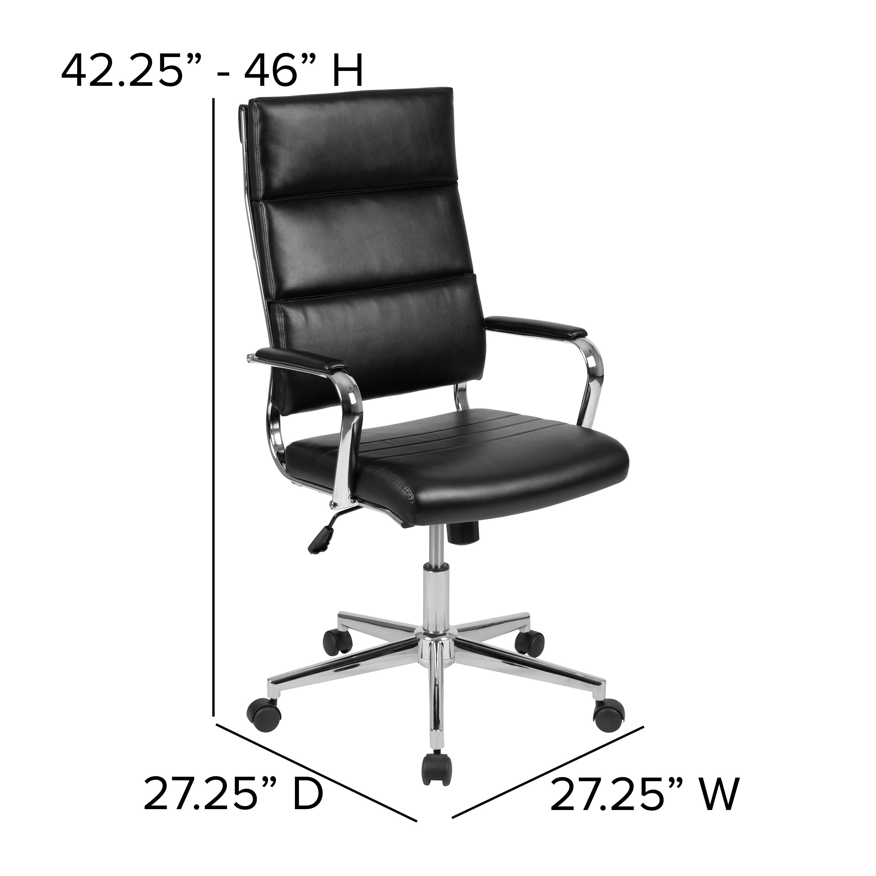 Hansel High Back Black LeatherSoft Contemporary Panel Executive Swivel Office Chair