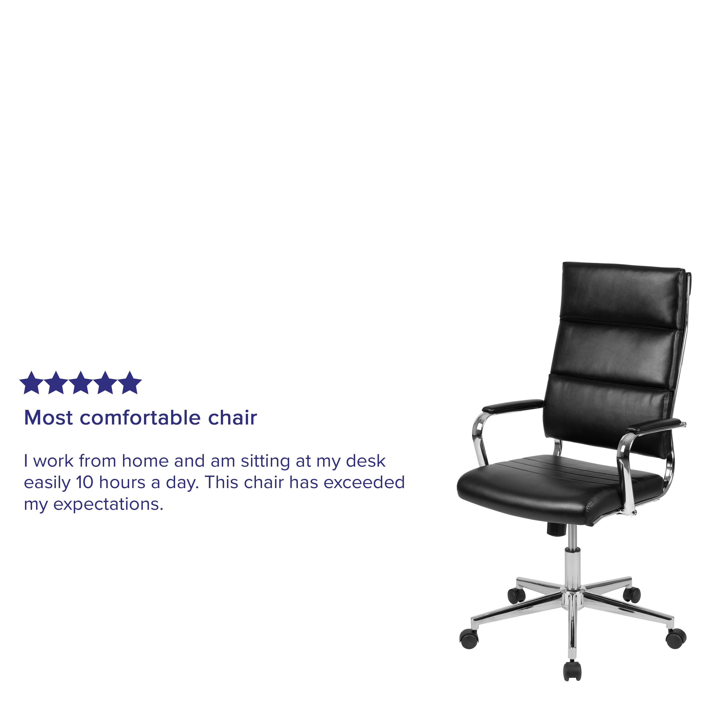 Hansel High Back Black LeatherSoft Contemporary Panel Executive Swivel Office Chair
