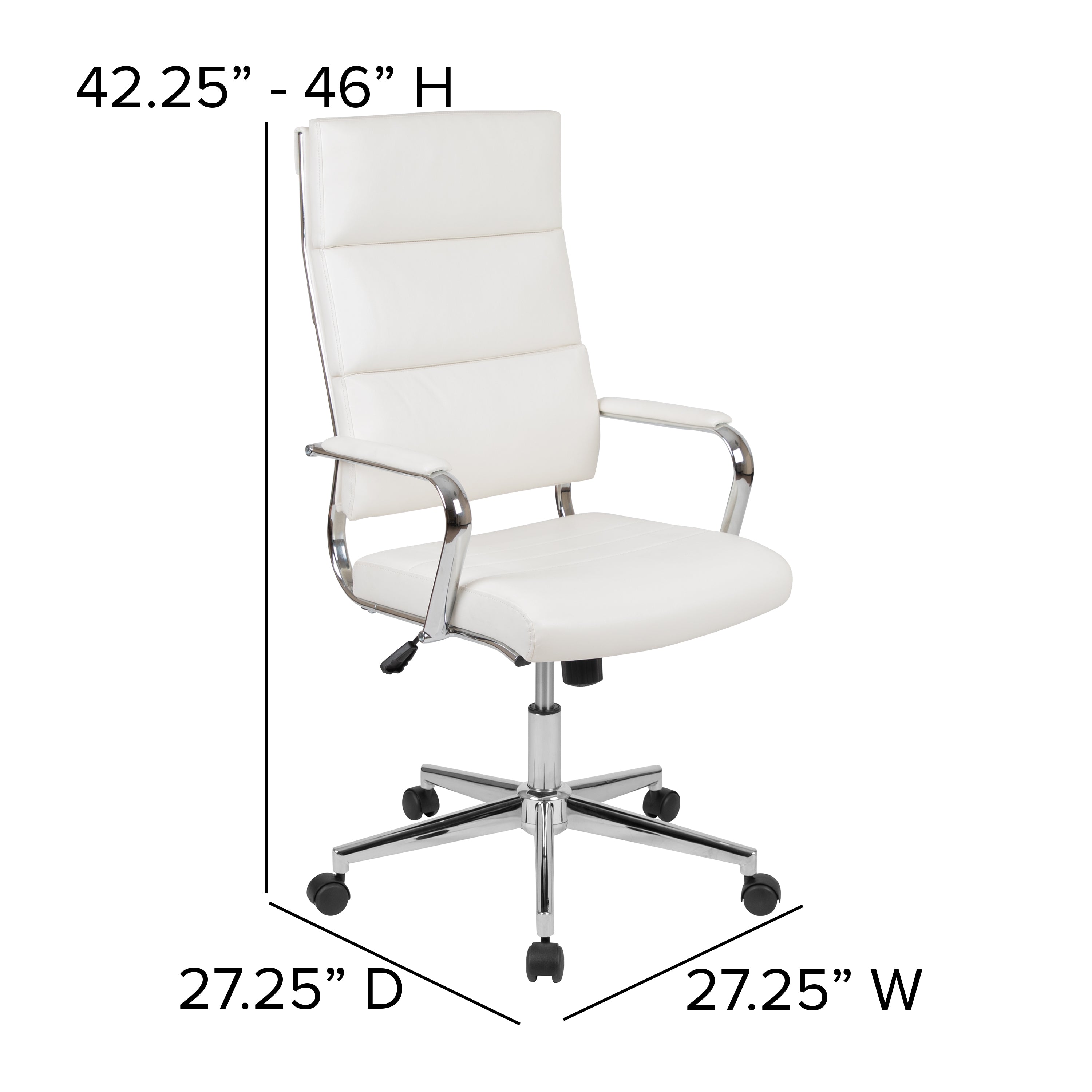Hansel High Back White LeatherSoft Contemporary Panel Executive Swivel Office Chair