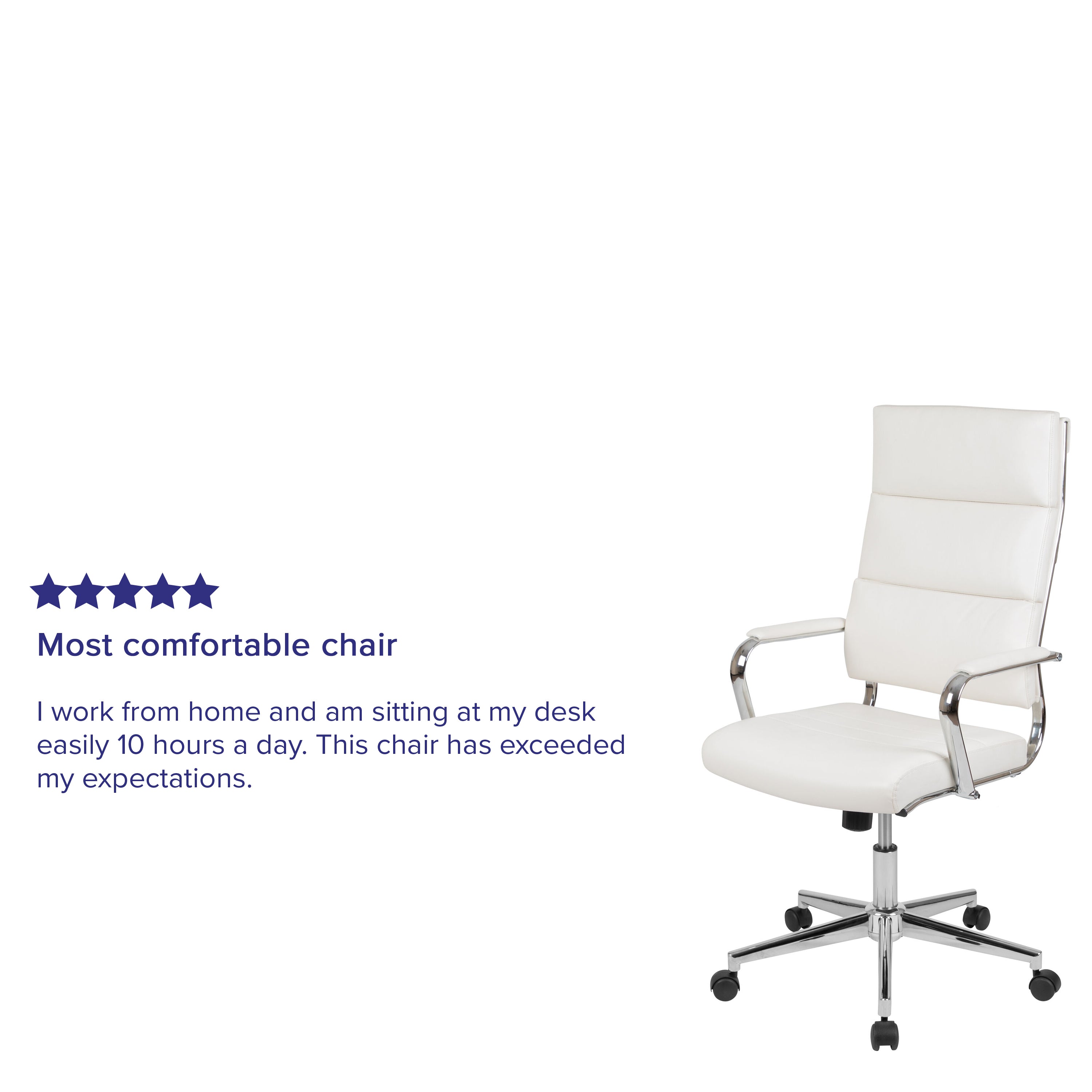 Hansel High Back White LeatherSoft Contemporary Panel Executive Swivel Office Chair