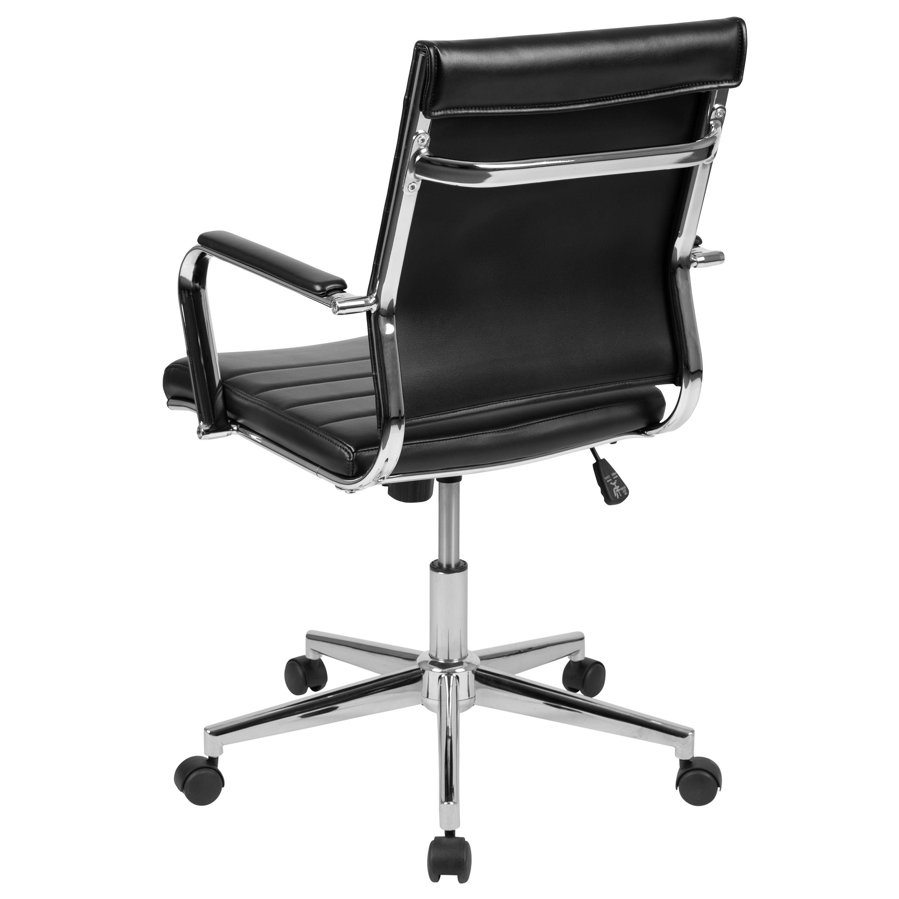 Hansel Mid-Back Black LeatherSoft Contemporary Ribbed Executive Swivel Office Chair