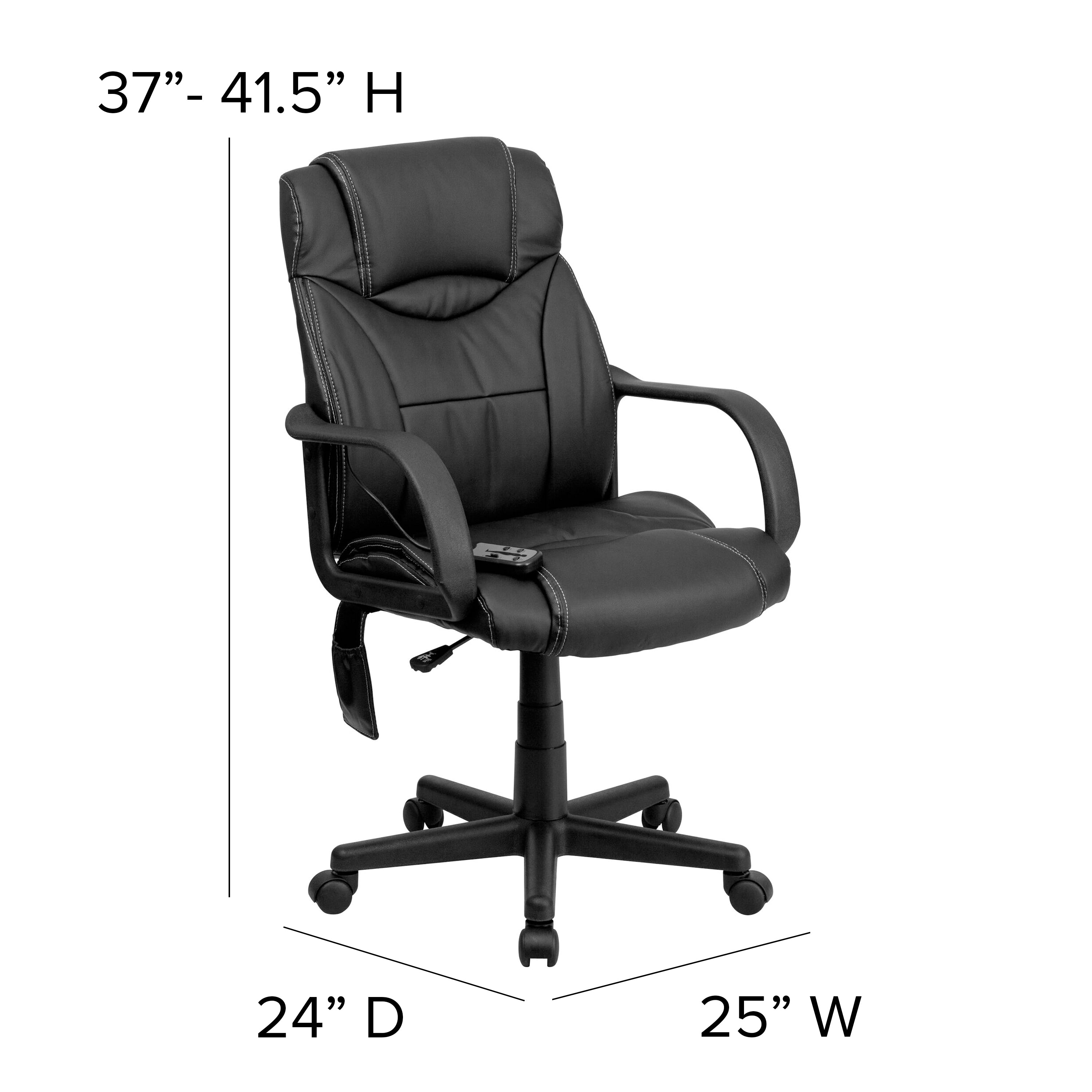 Laverne Mid-Back Ergonomic Massaging Black LeatherSoft Executive Swivel Office Chair with Arms