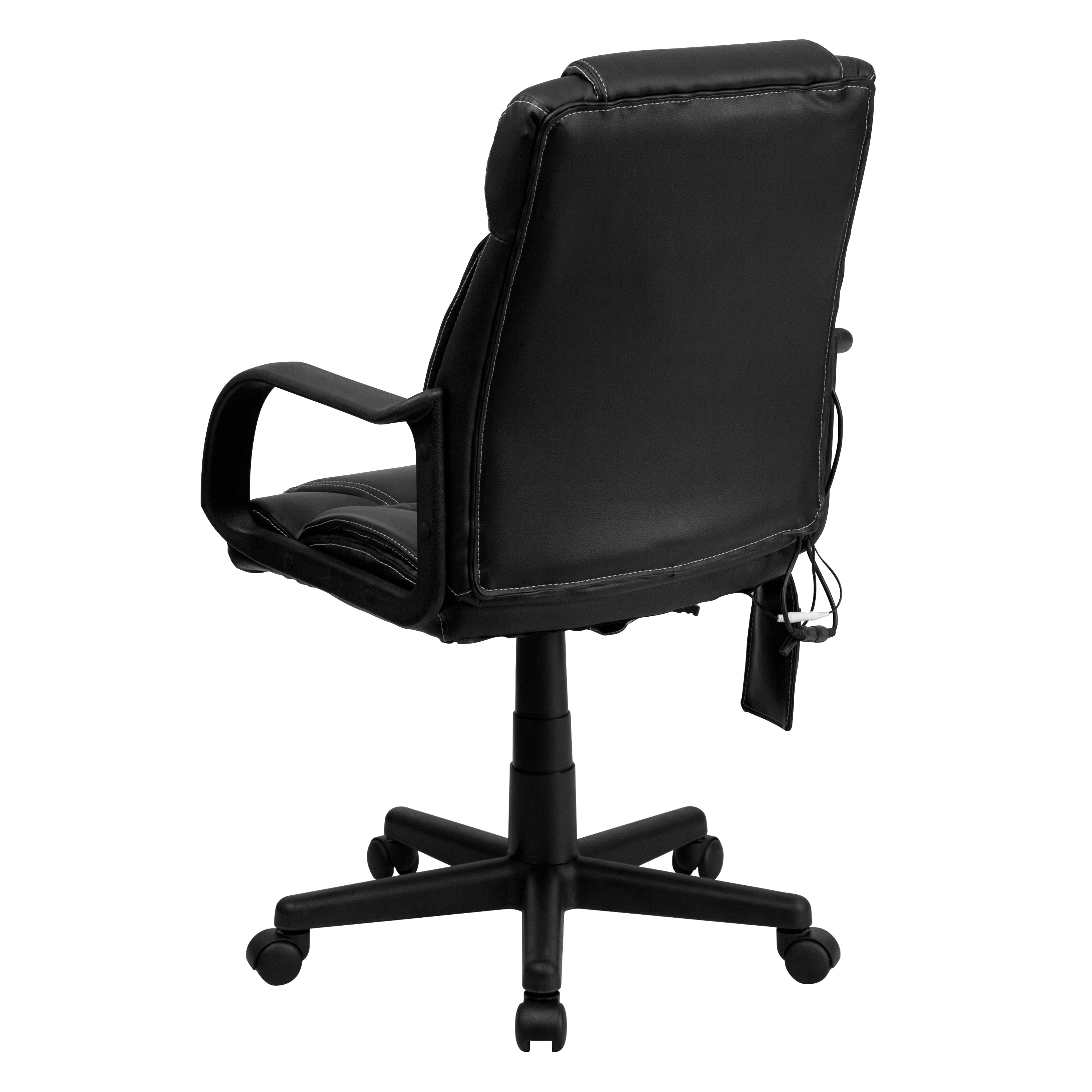 Laverne Mid-Back Ergonomic Massaging Black LeatherSoft Executive Swivel Office Chair with Arms
