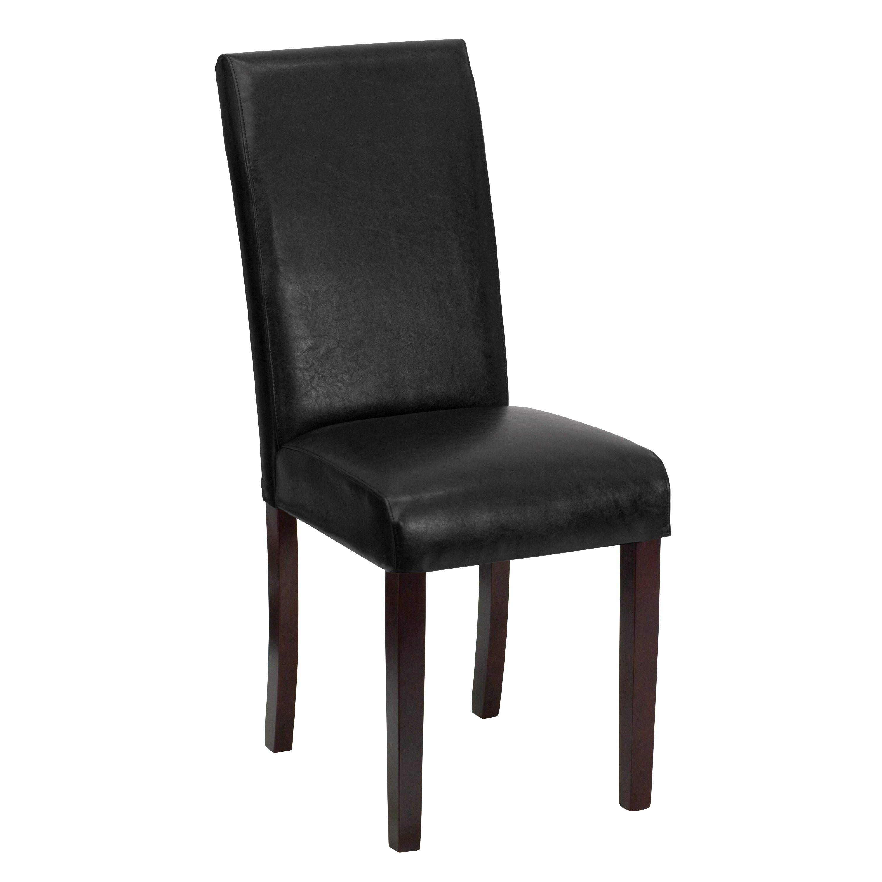 Godrich Traditional Black LeatherSoft Upholstered Panel Back Parsons Dining Chair