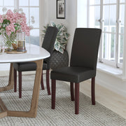 Godrich Traditional Black LeatherSoft Upholstered Panel Back Parsons Dining Chair