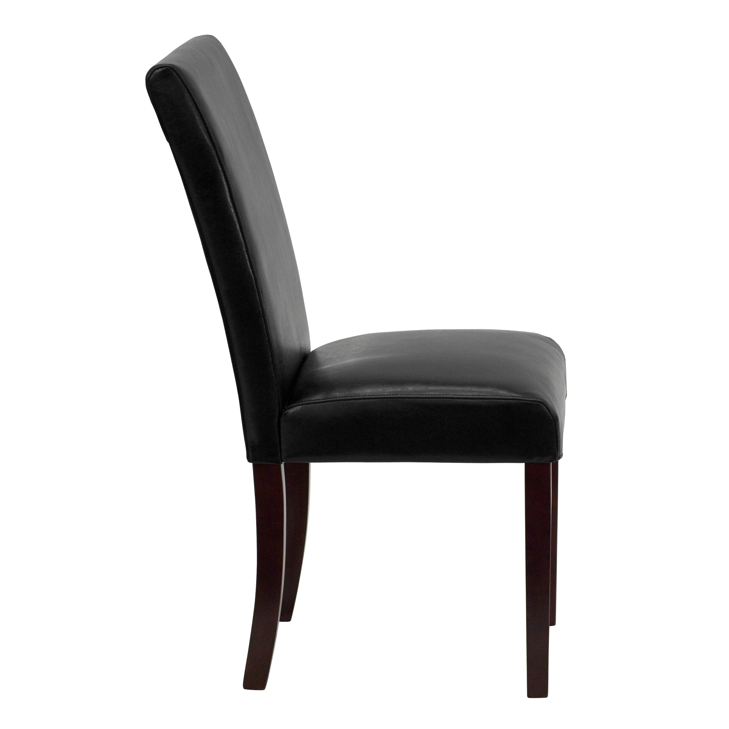 Godrich Traditional Black LeatherSoft Upholstered Panel Back Parsons Dining Chair
