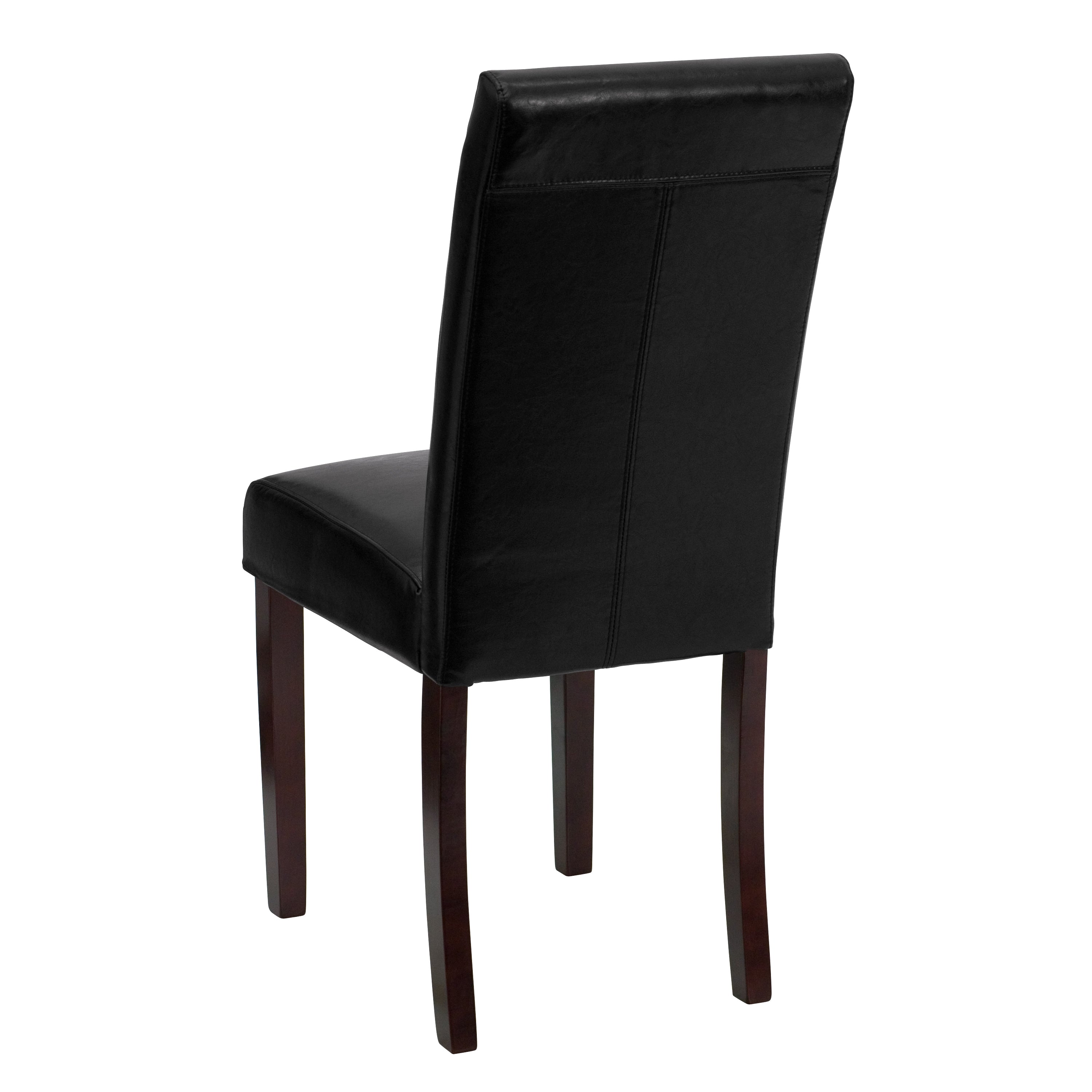 Godrich Traditional Black LeatherSoft Upholstered Panel Back Parsons Dining Chair