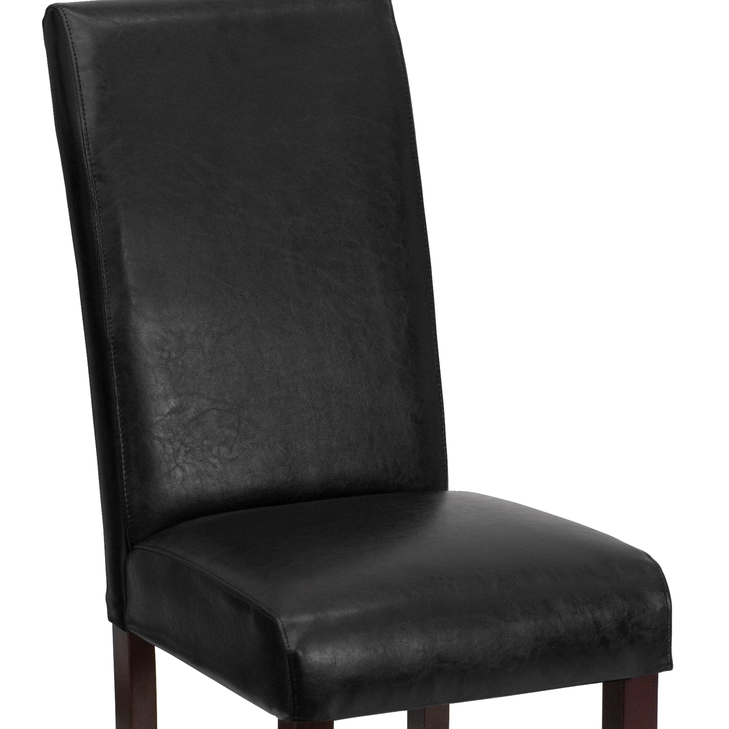 Godrich Traditional Black LeatherSoft Upholstered Panel Back Parsons Dining Chair
