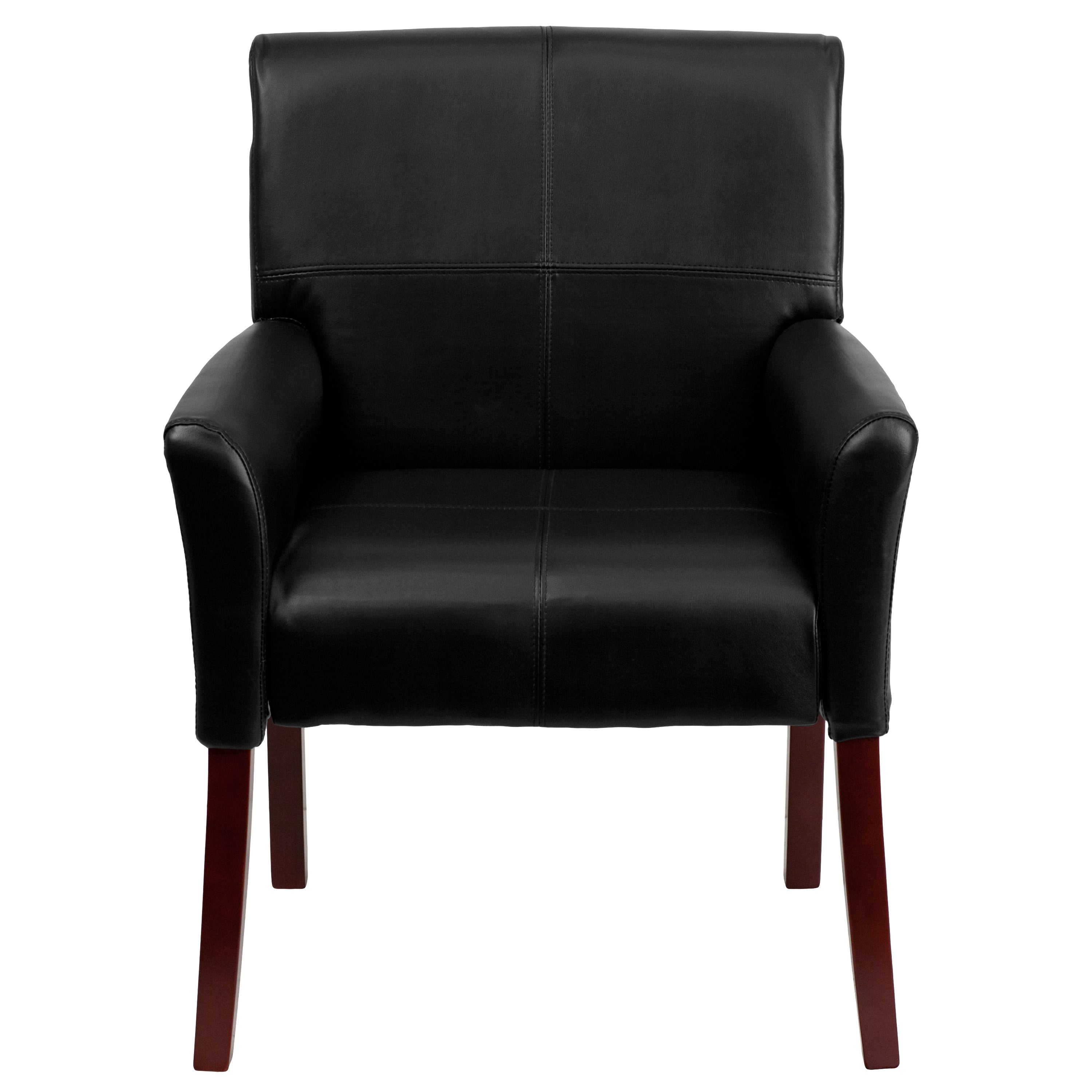 Taylor Black LeatherSoft Executive Side Reception Chair with Mahogany Legs