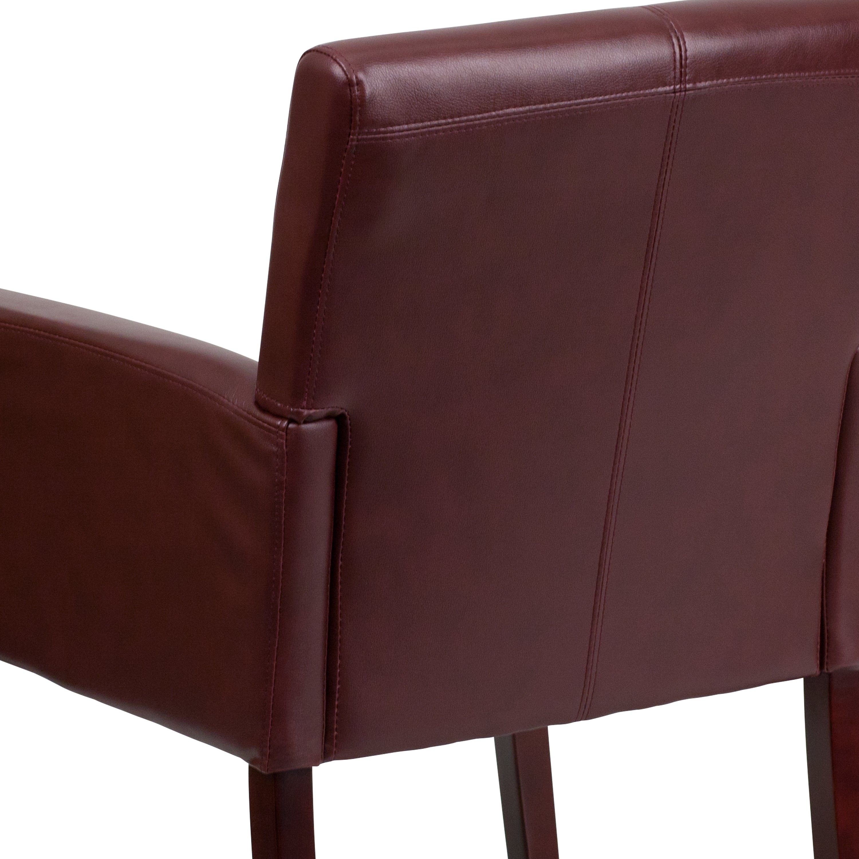 Taylor Burgundy LeatherSoft Executive Side Reception Chair with Mahogany Legs