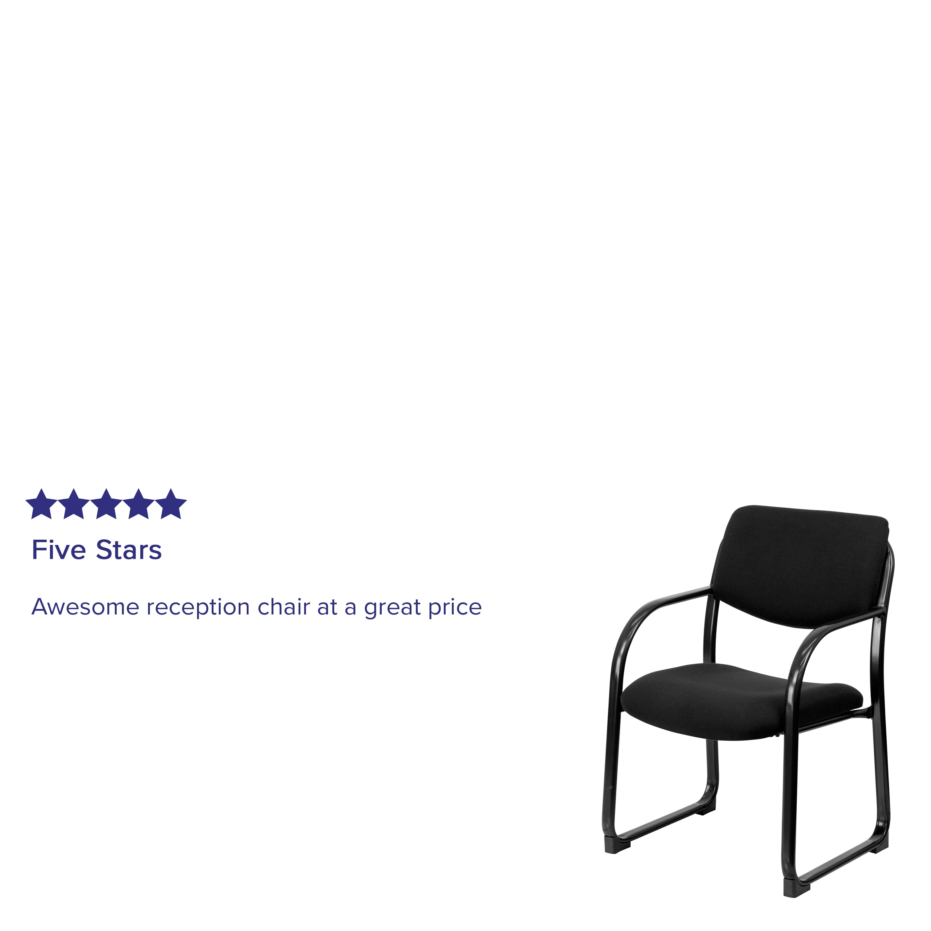 Richie Black Fabric Executive Side Reception Chair with Sled Base