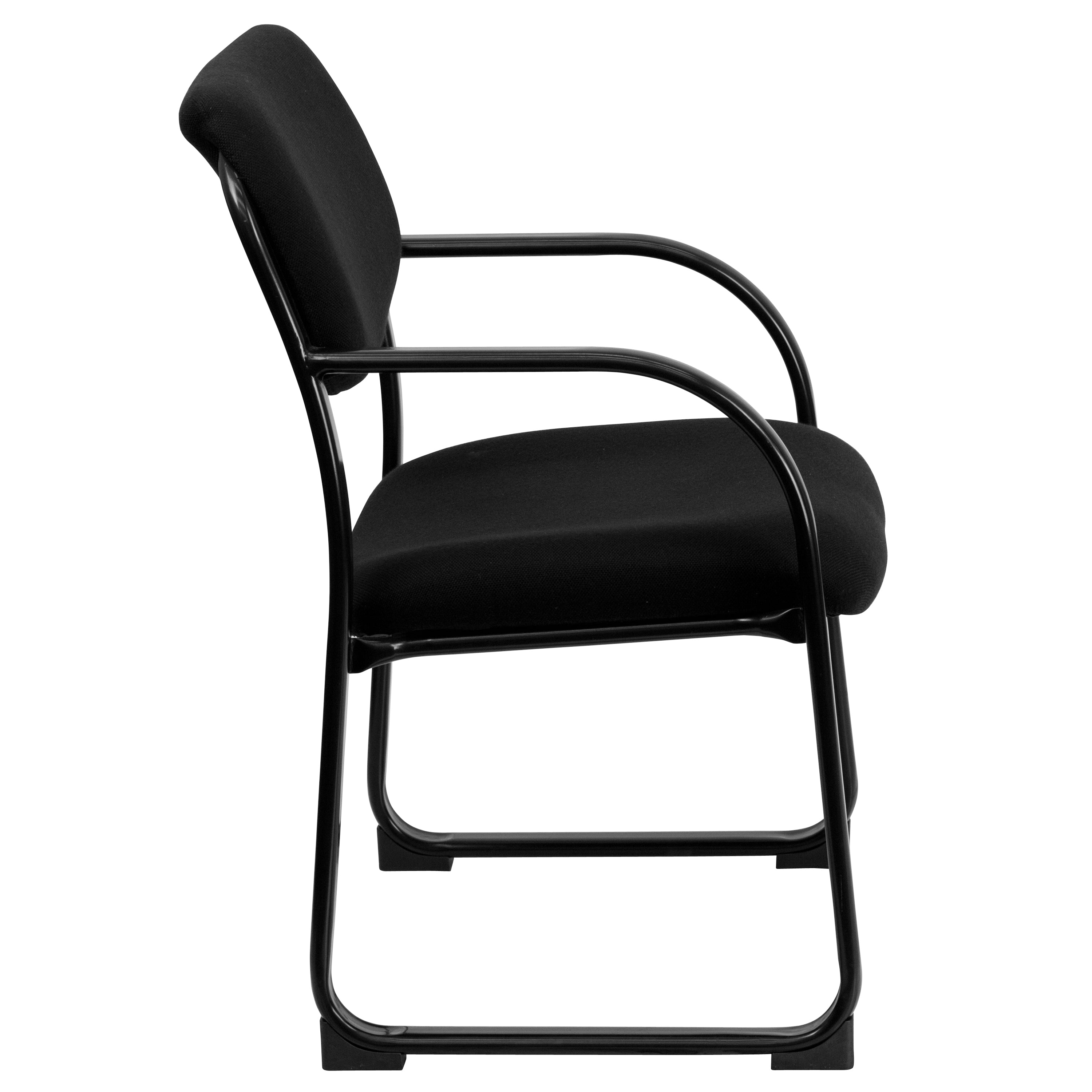 Richie Black Fabric Executive Side Reception Chair with Sled Base