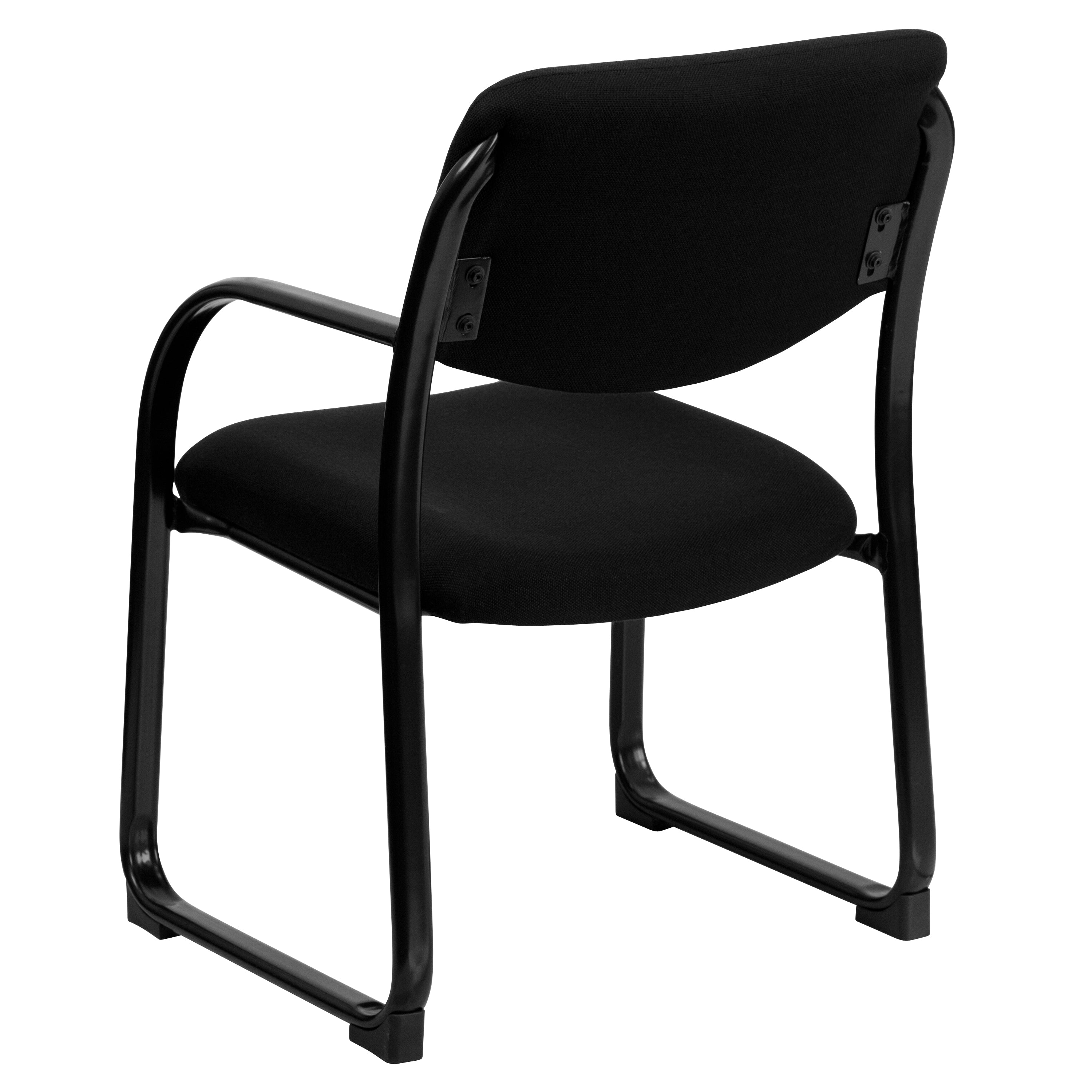Richie Black Fabric Executive Side Reception Chair with Sled Base
