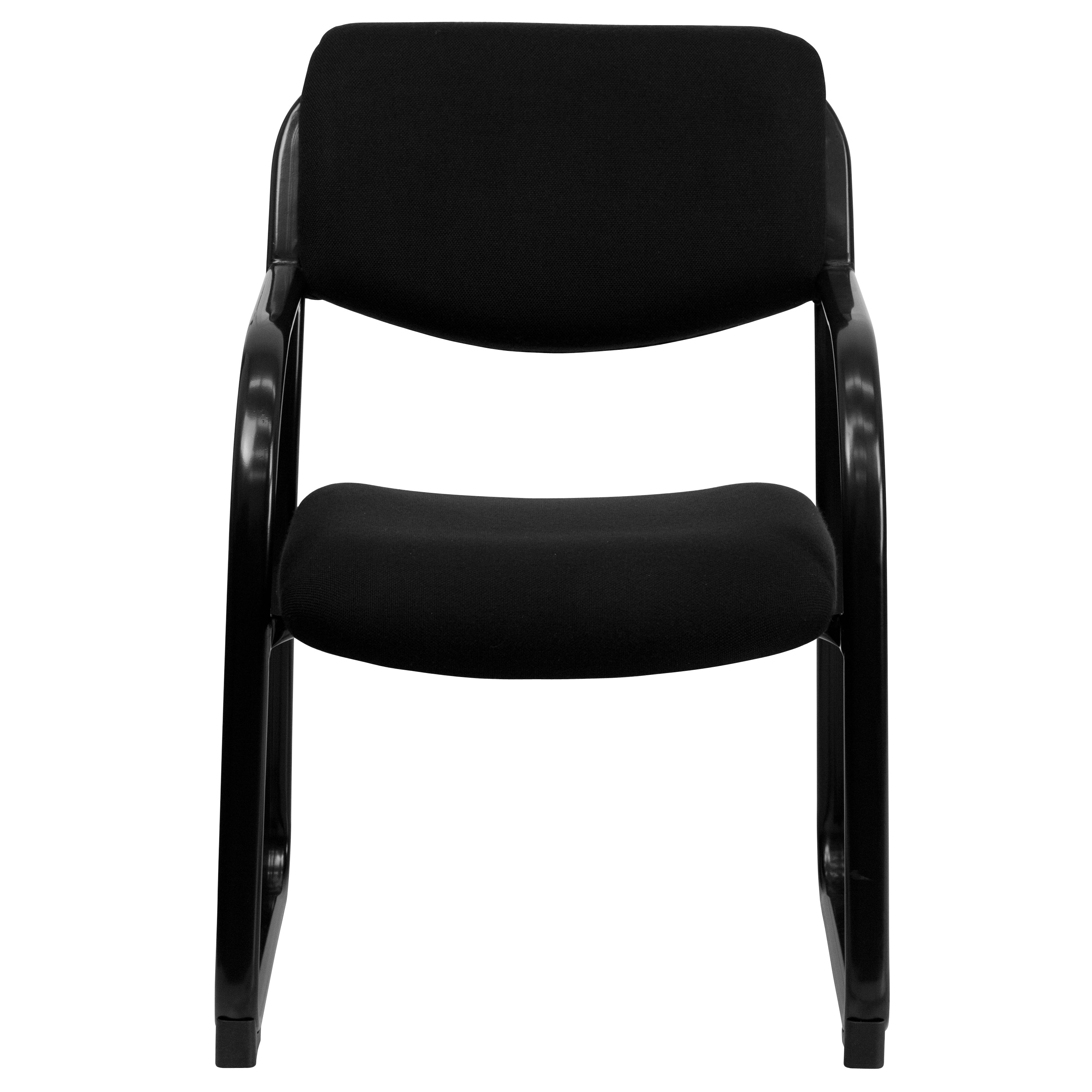 Richie Black Fabric Executive Side Reception Chair with Sled Base