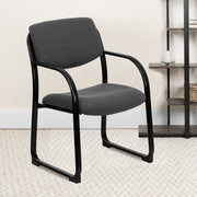 Richie Gray Fabric Executive Side Reception Chair with Sled Base