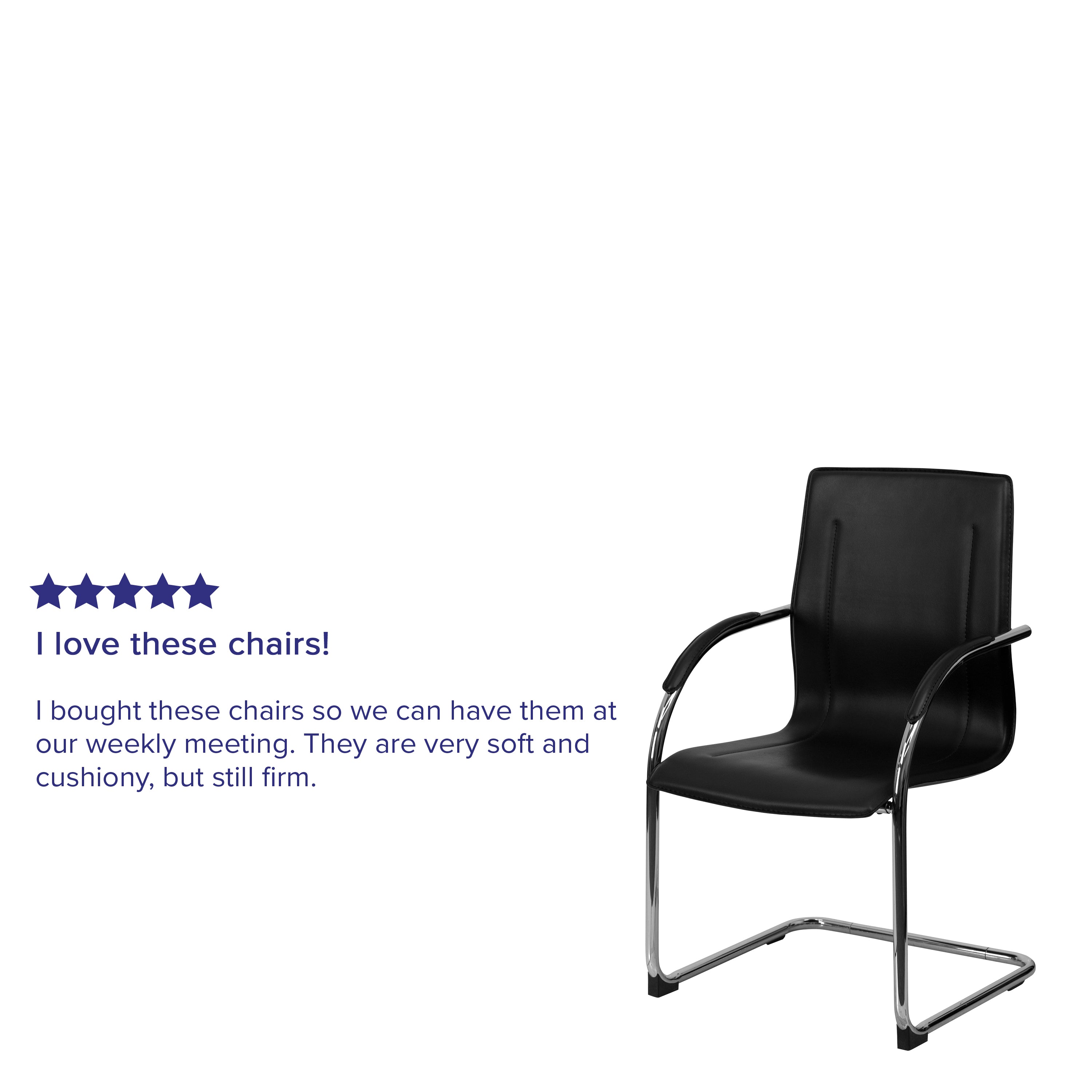 Valrico Black Vinyl Side Reception Chair with Chrome Sled Base