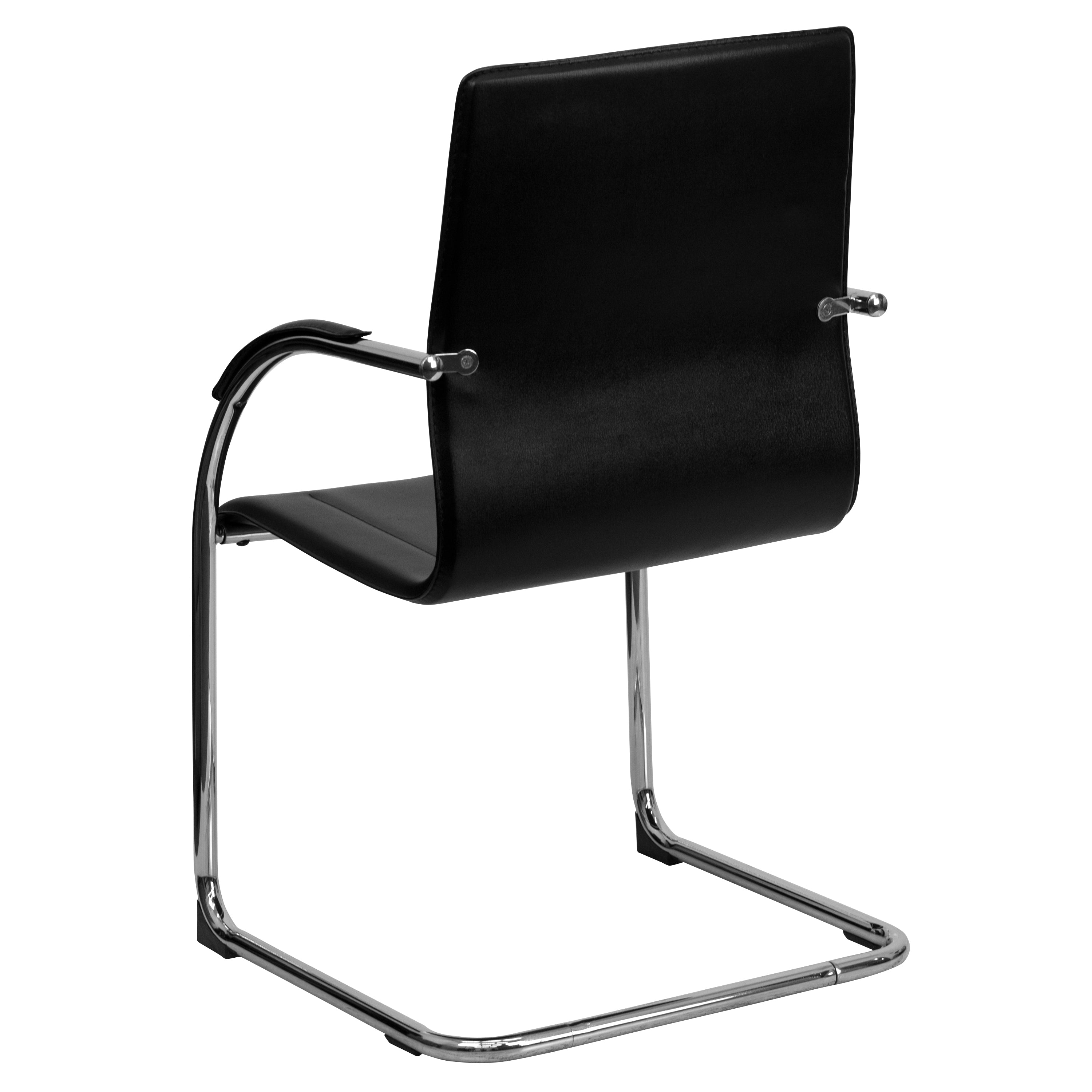 Valrico Black Vinyl Side Reception Chair with Chrome Sled Base