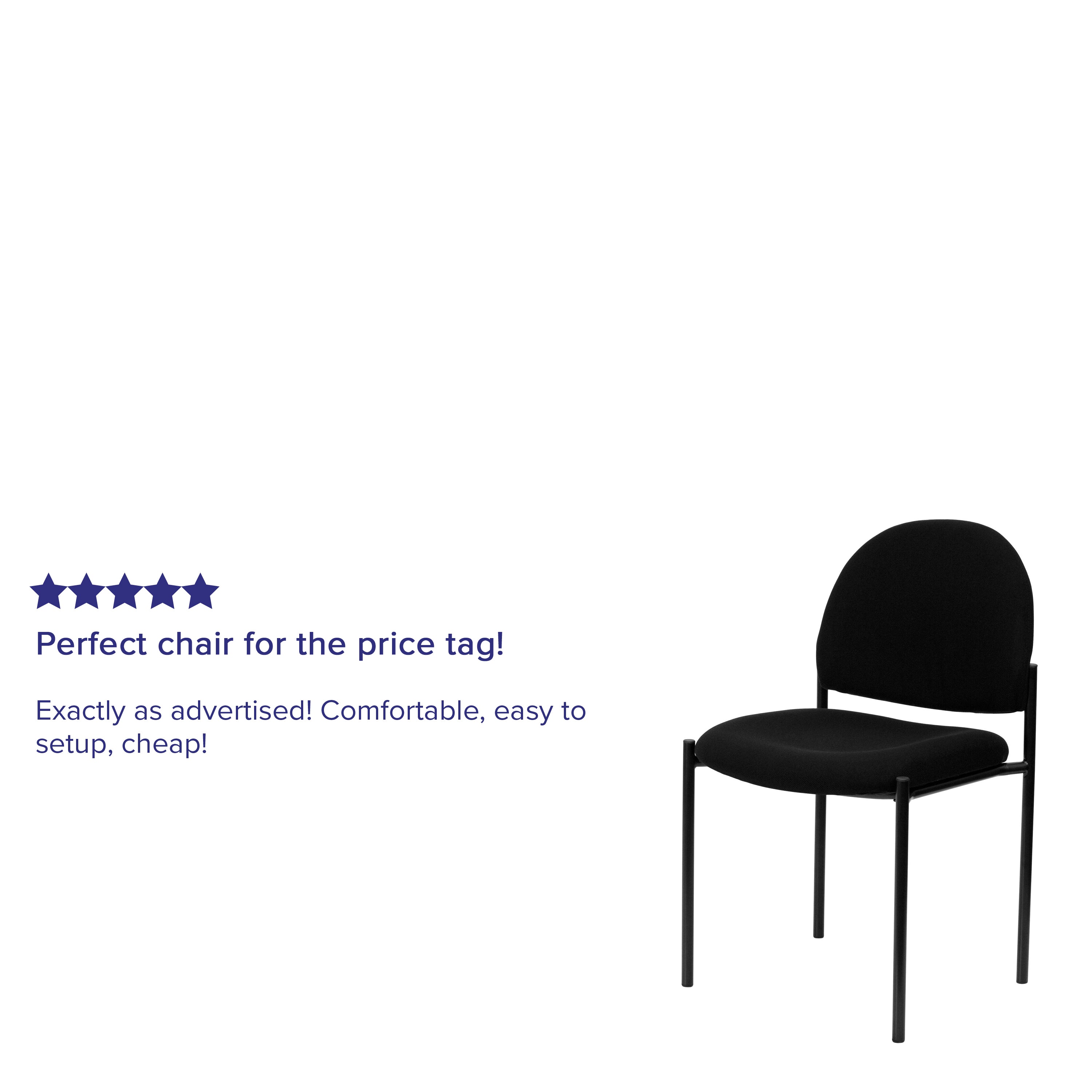 Tania Comfort Black Fabric Stackable Steel Side Reception Chair