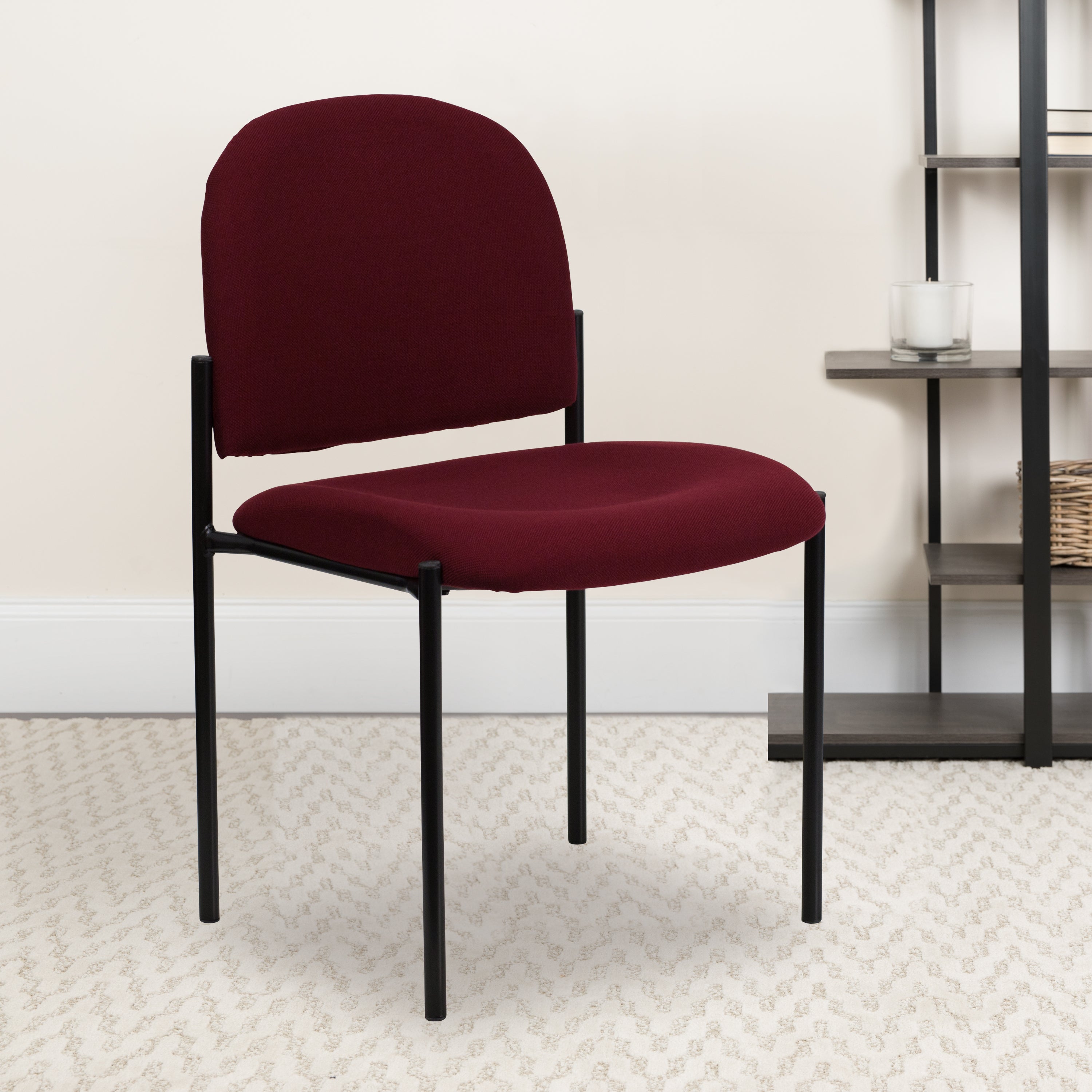 Tania Comfort Burgundy Fabric Stackable Steel Side Reception Chair