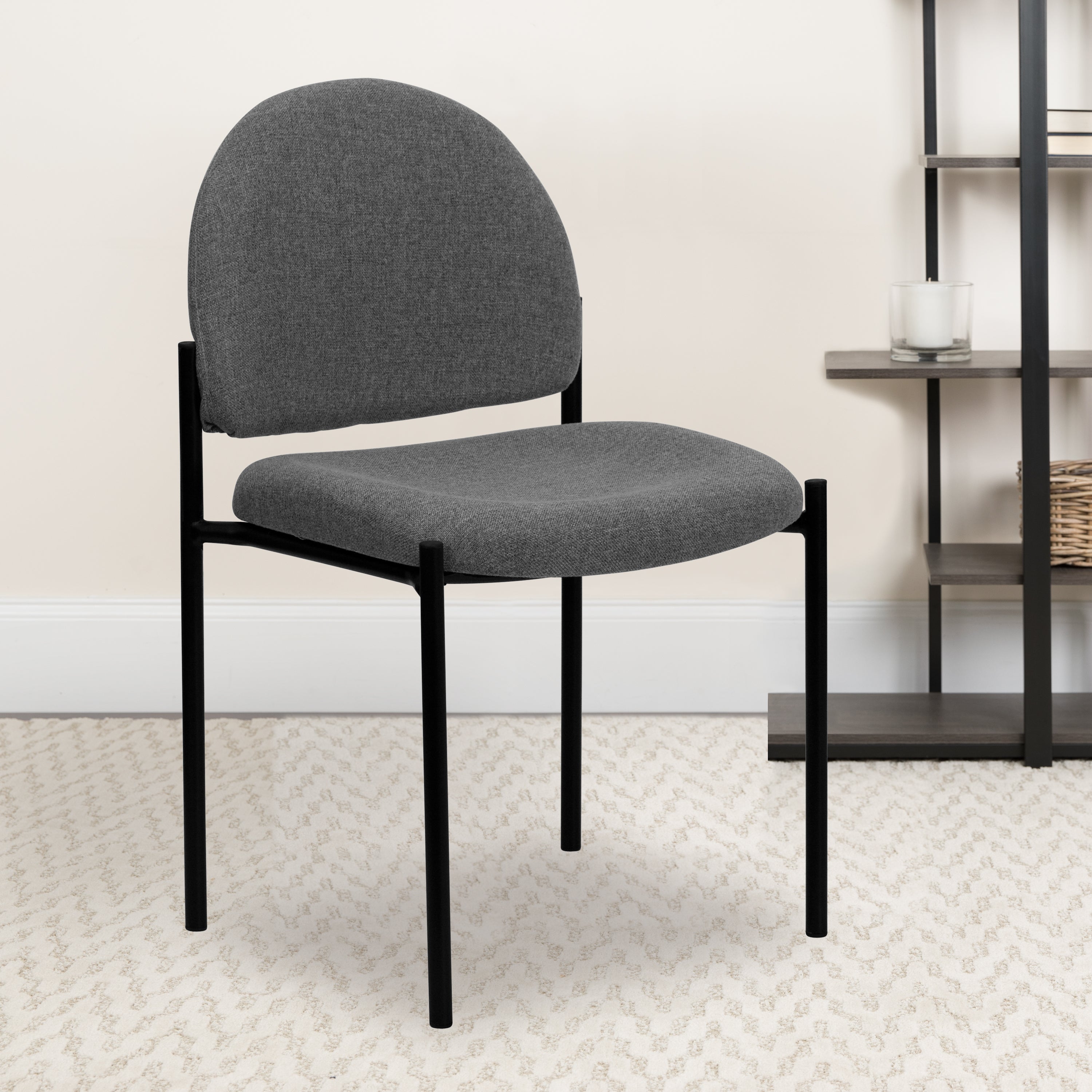 Tania Comfort Gray Fabric Stackable Steel Side Reception Chair