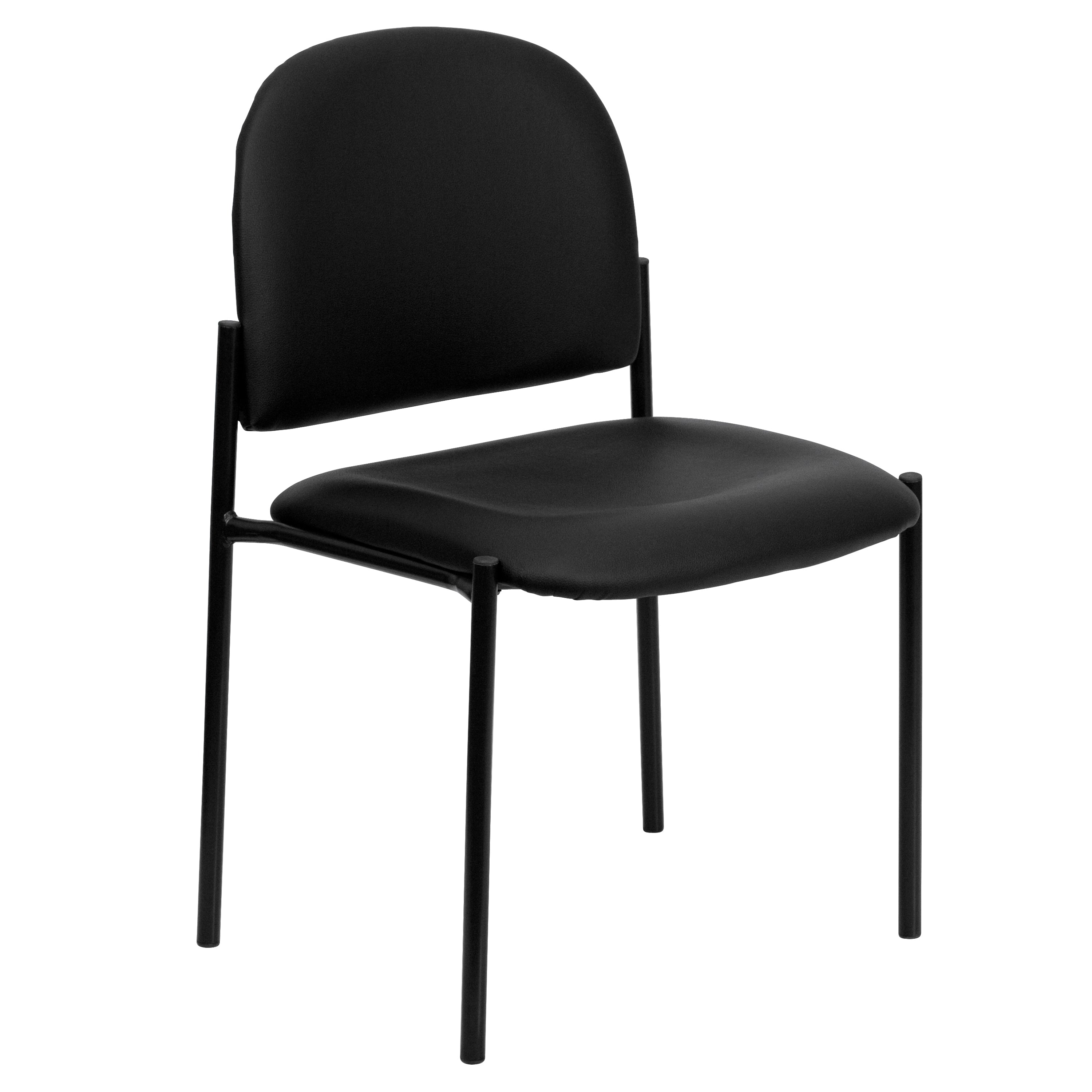 Tania Comfort Black Vinyl Stackable Steel Side Reception Chair