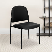 Tania Comfort Black Vinyl Stackable Steel Side Reception Chair