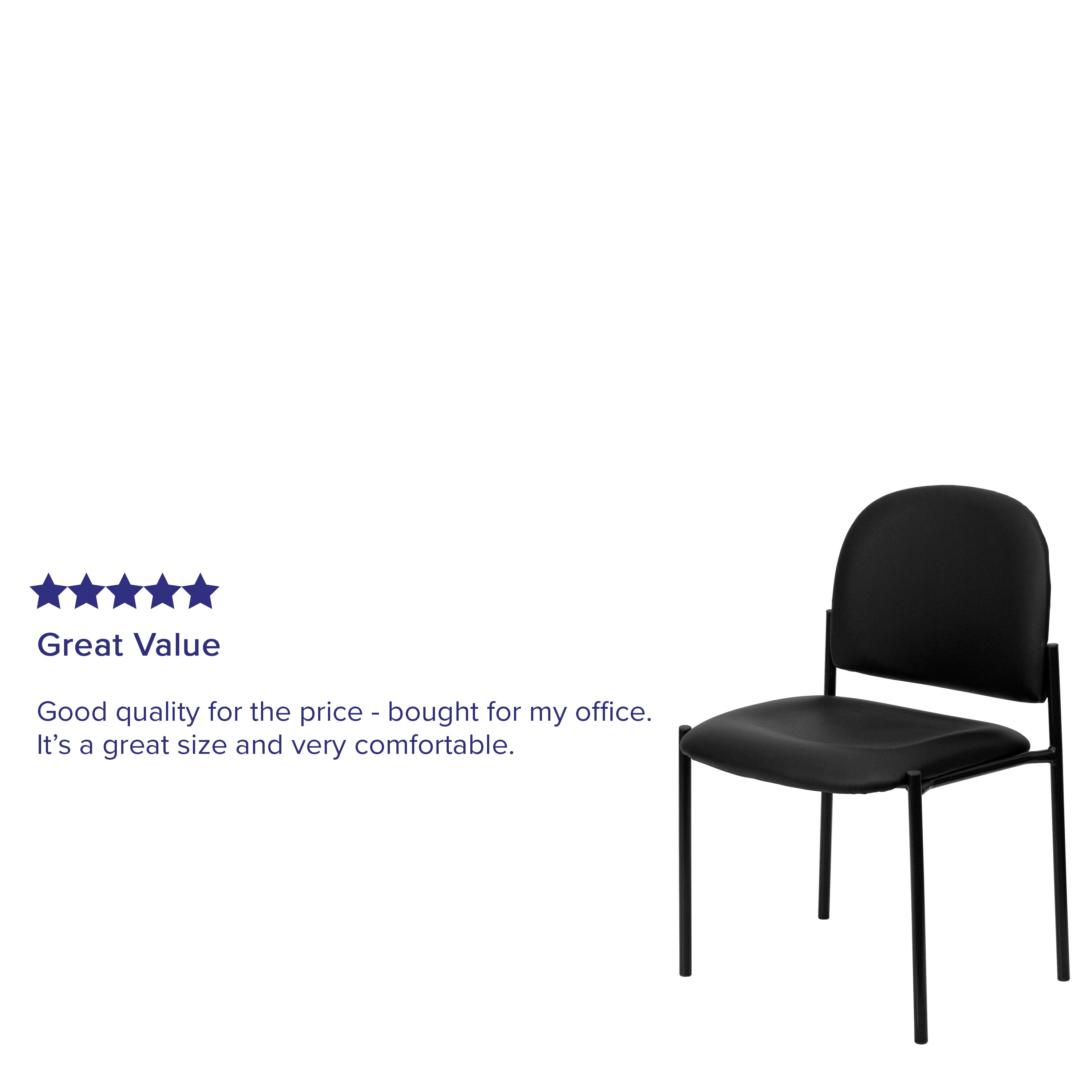 Tania Comfort Black Vinyl Stackable Steel Side Reception Chair