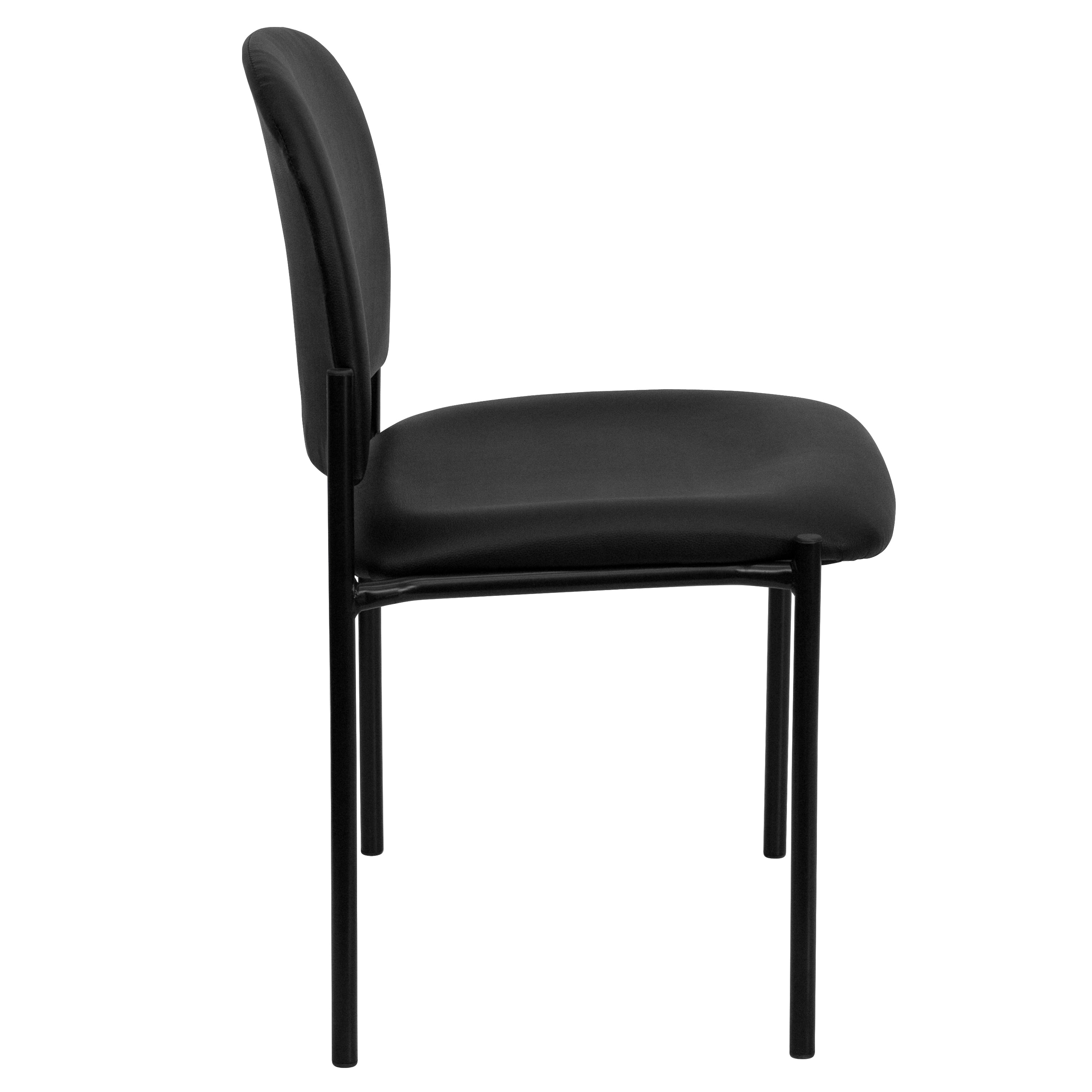 Tania Comfort Black Vinyl Stackable Steel Side Reception Chair