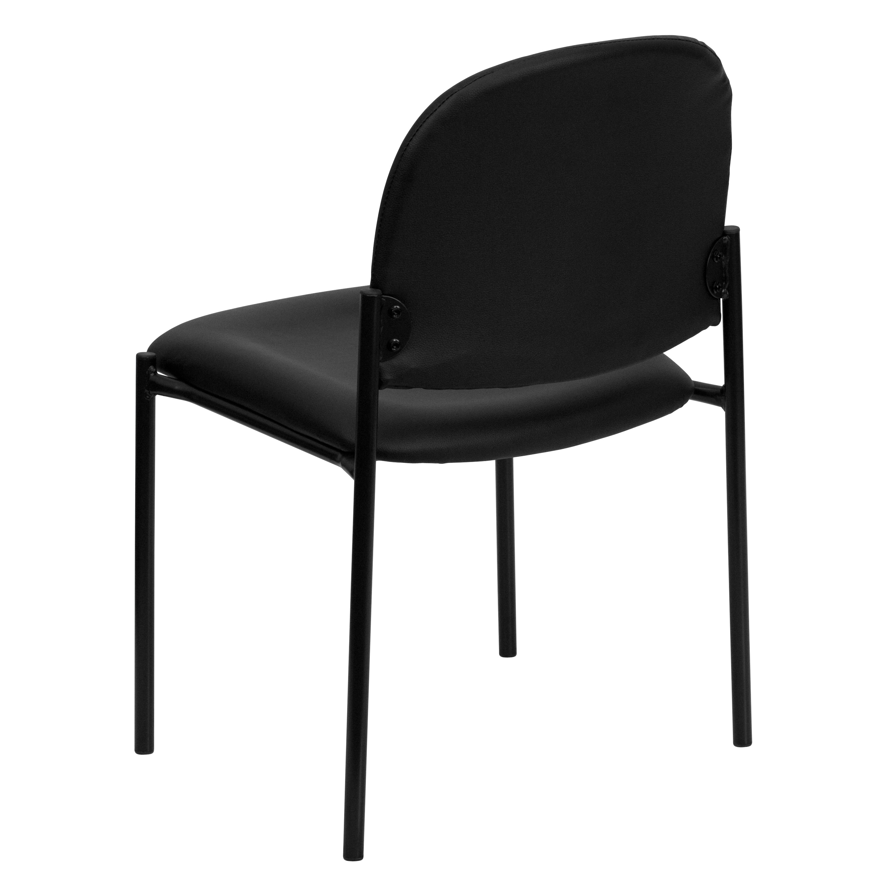 Tania Comfort Black Vinyl Stackable Steel Side Reception Chair